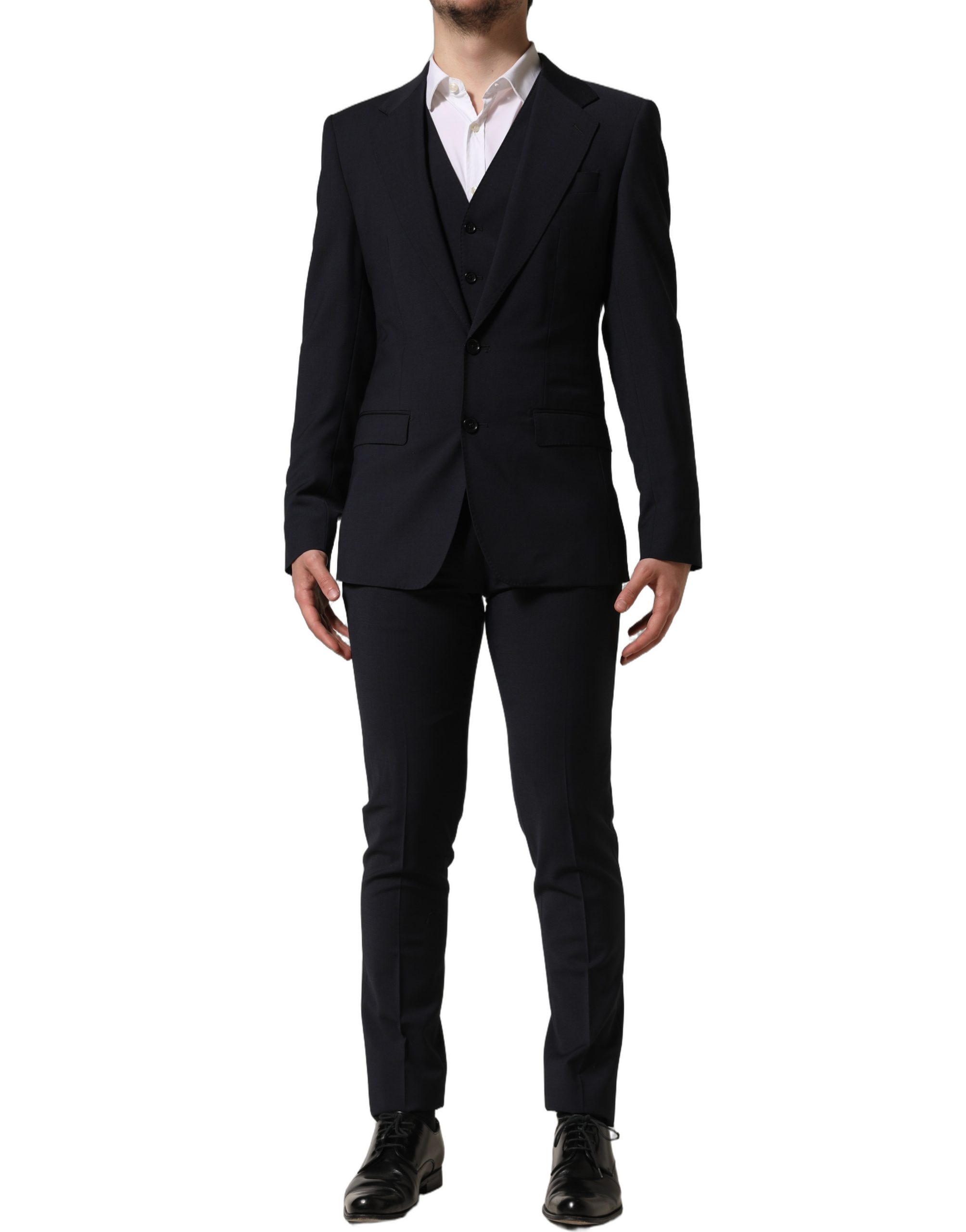 Dolce & Gabbana Black Wool Slim Fit Formal 3 Piece Men Suit - Image 6