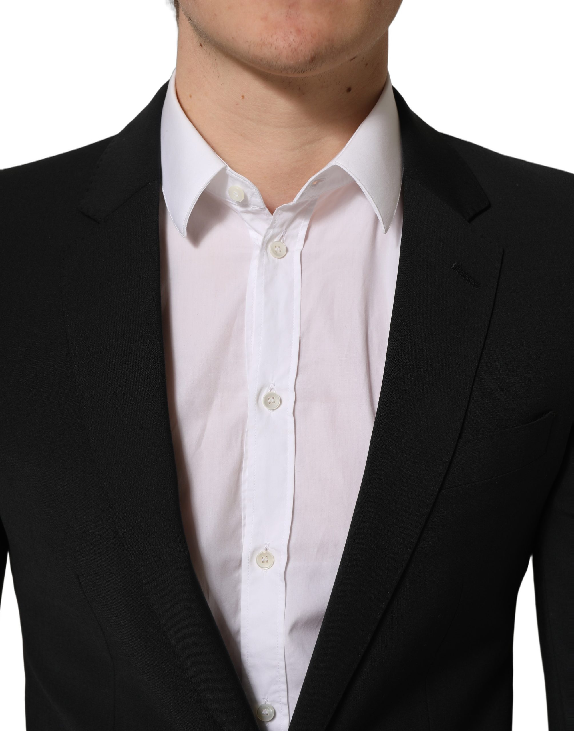 Dolce & Gabbana Black Wool Slim Fit Formal 2 Piece Men Suit - Image 6