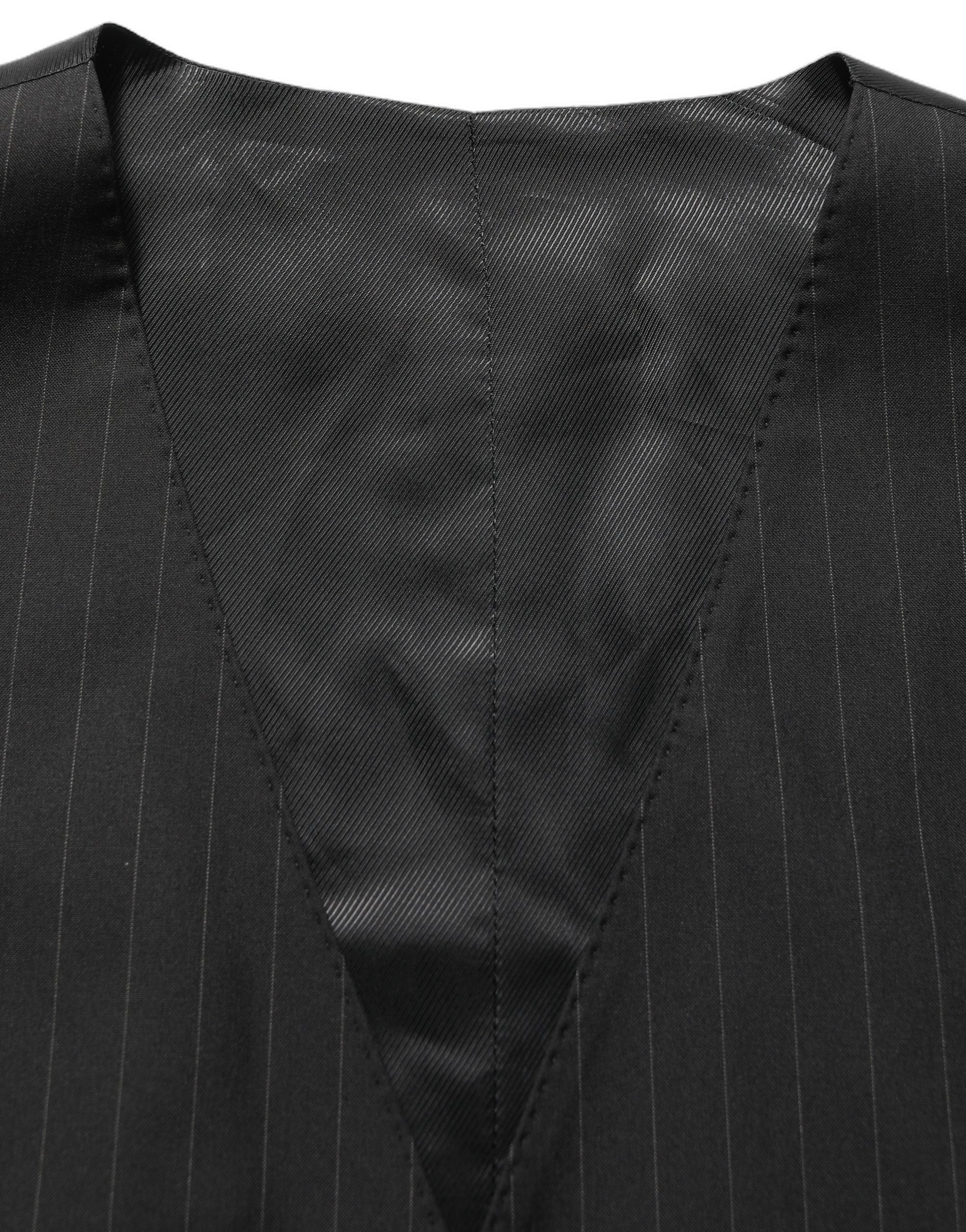 Dolce & Gabbana Dark Gray Stripes Slim Fit Formal 3 Piece Suit - Image 2