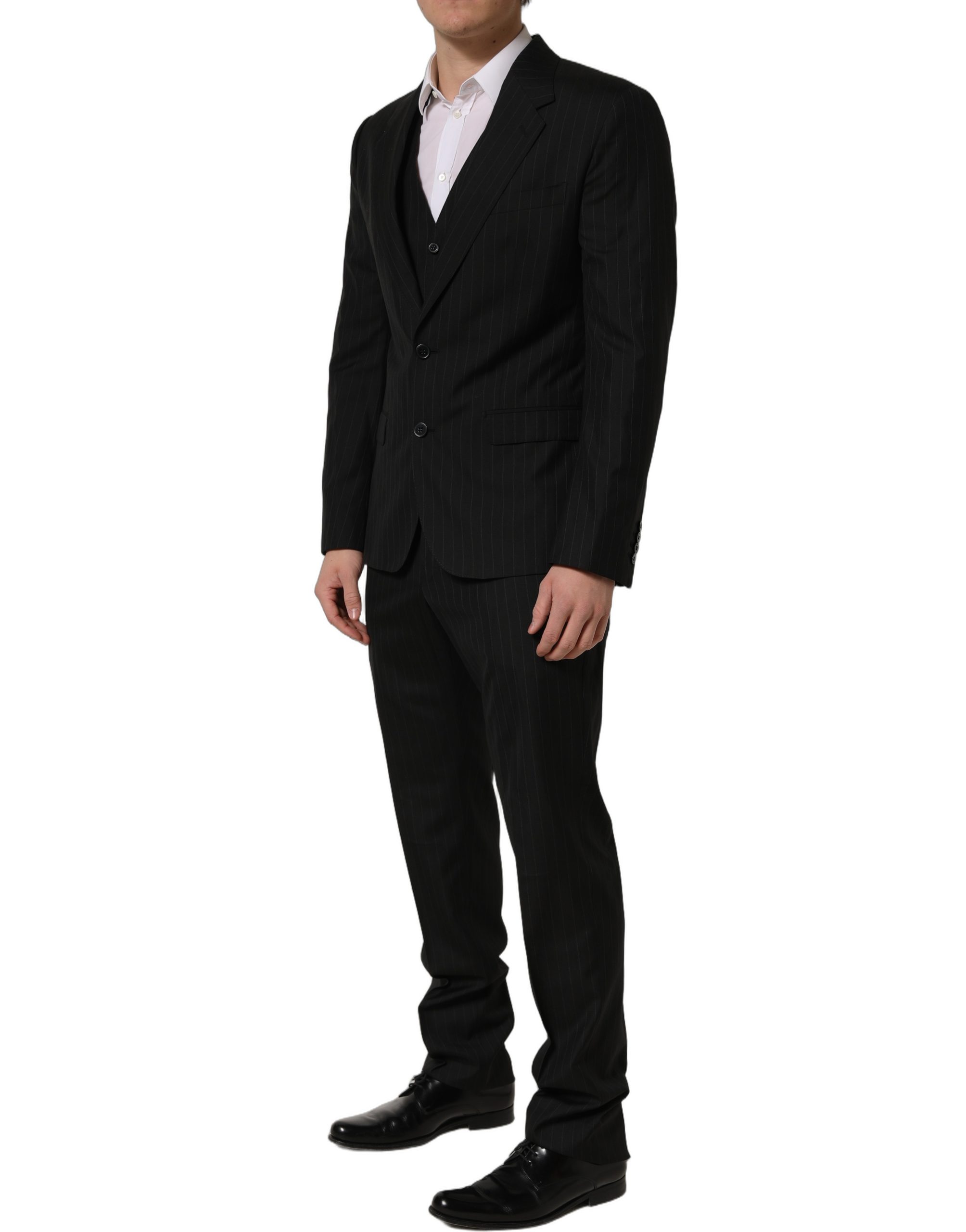 Dolce & Gabbana Dark Gray Stripes Slim Fit Formal 3 Piece Suit - Image 5