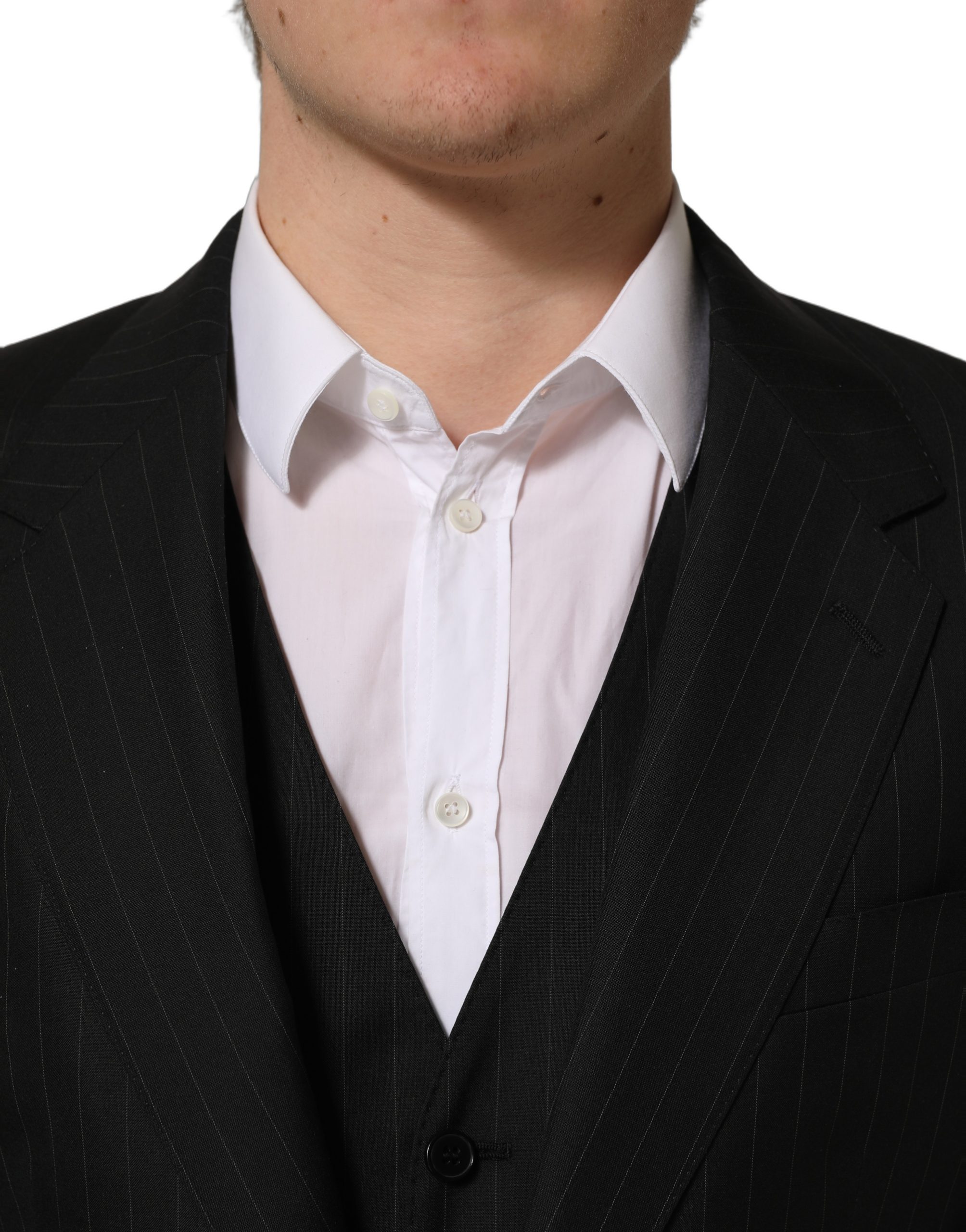 Dolce & Gabbana Dark Gray Stripes Slim Fit Formal 3 Piece Suit - Image 7