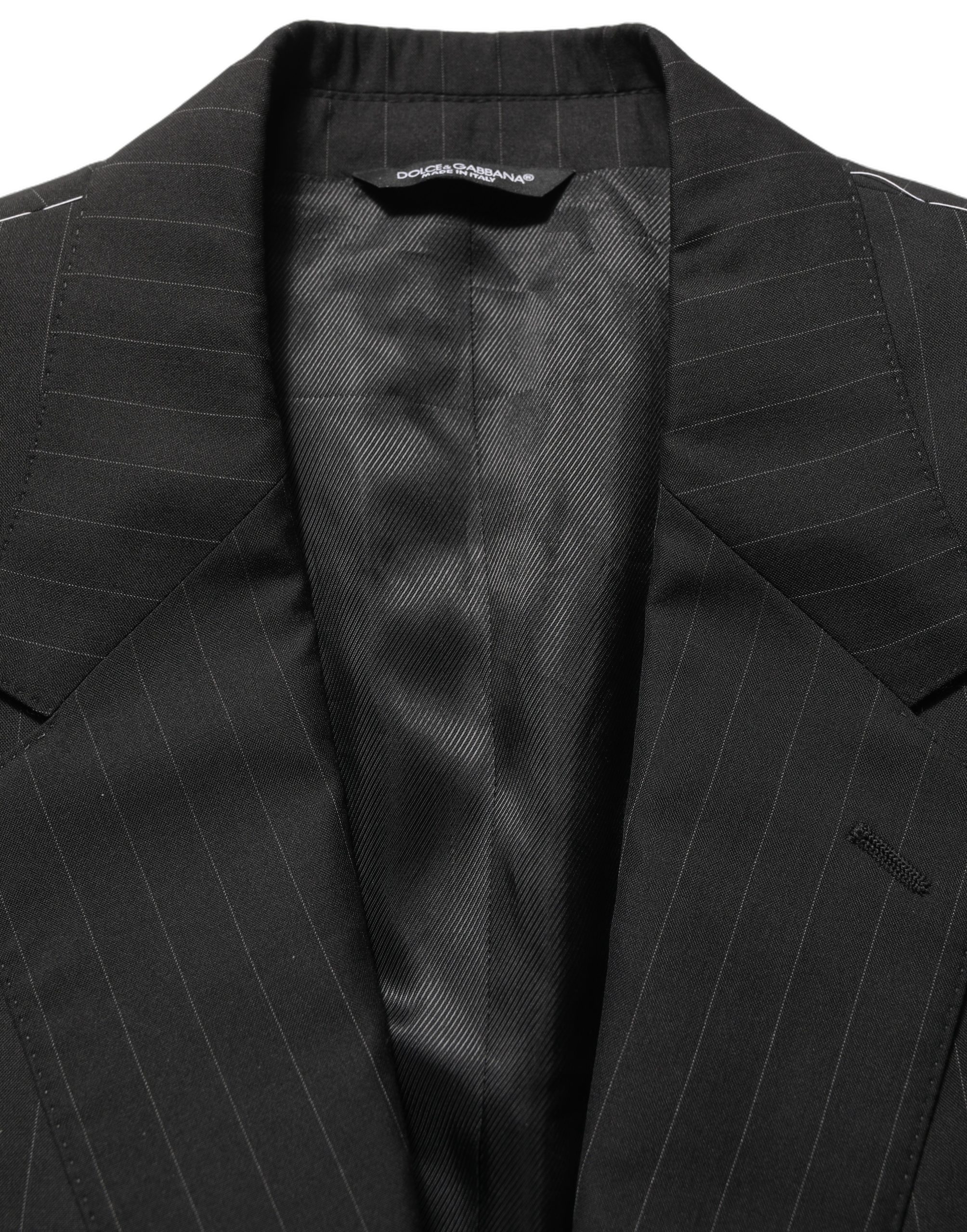 Dolce & Gabbana Dark Gray Stripes Slim Fit Formal 3 Piece Suit - Image 8