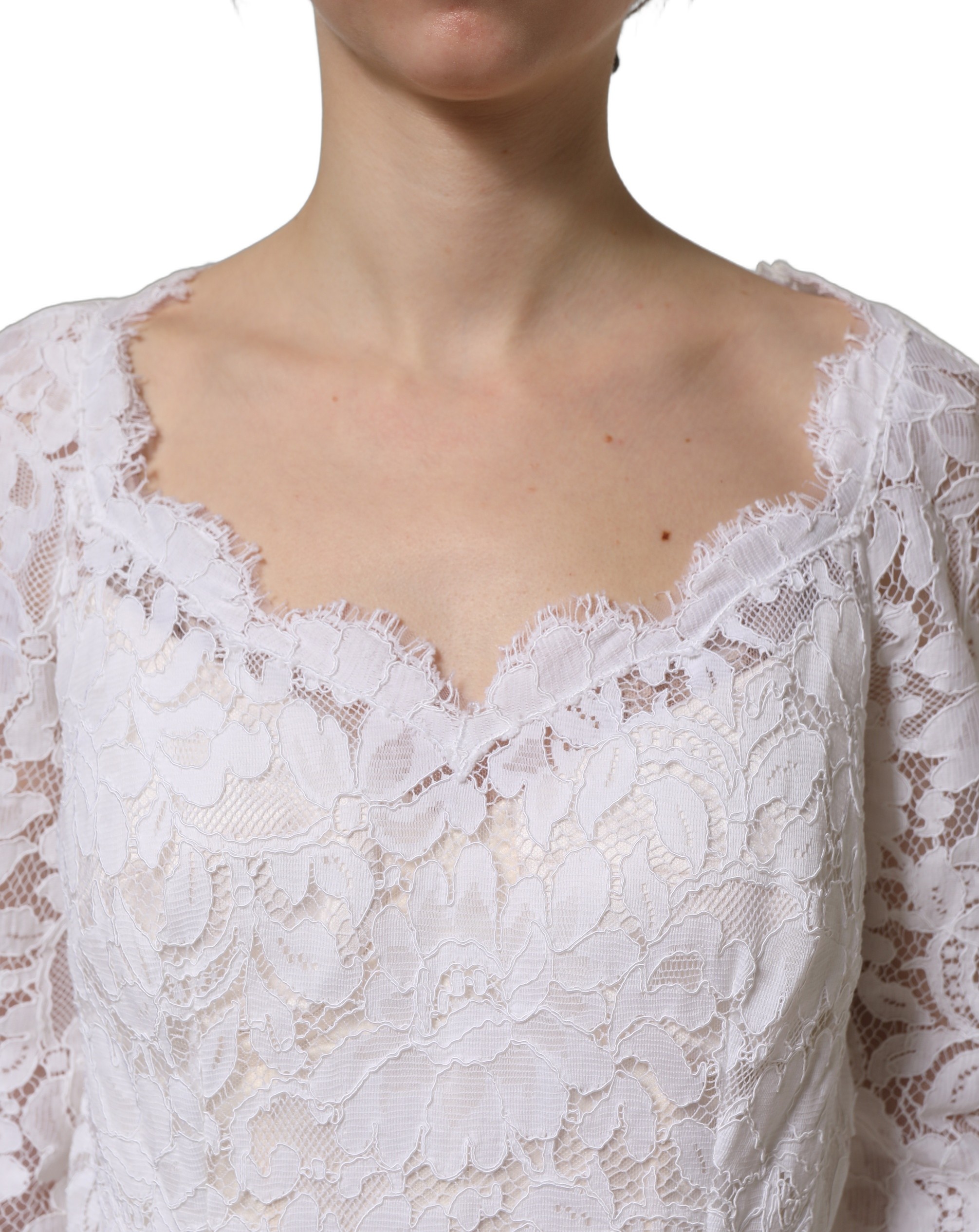 Dolce & Gabbana White Floral Lace Mermaid Long Gown Dress - Image 6