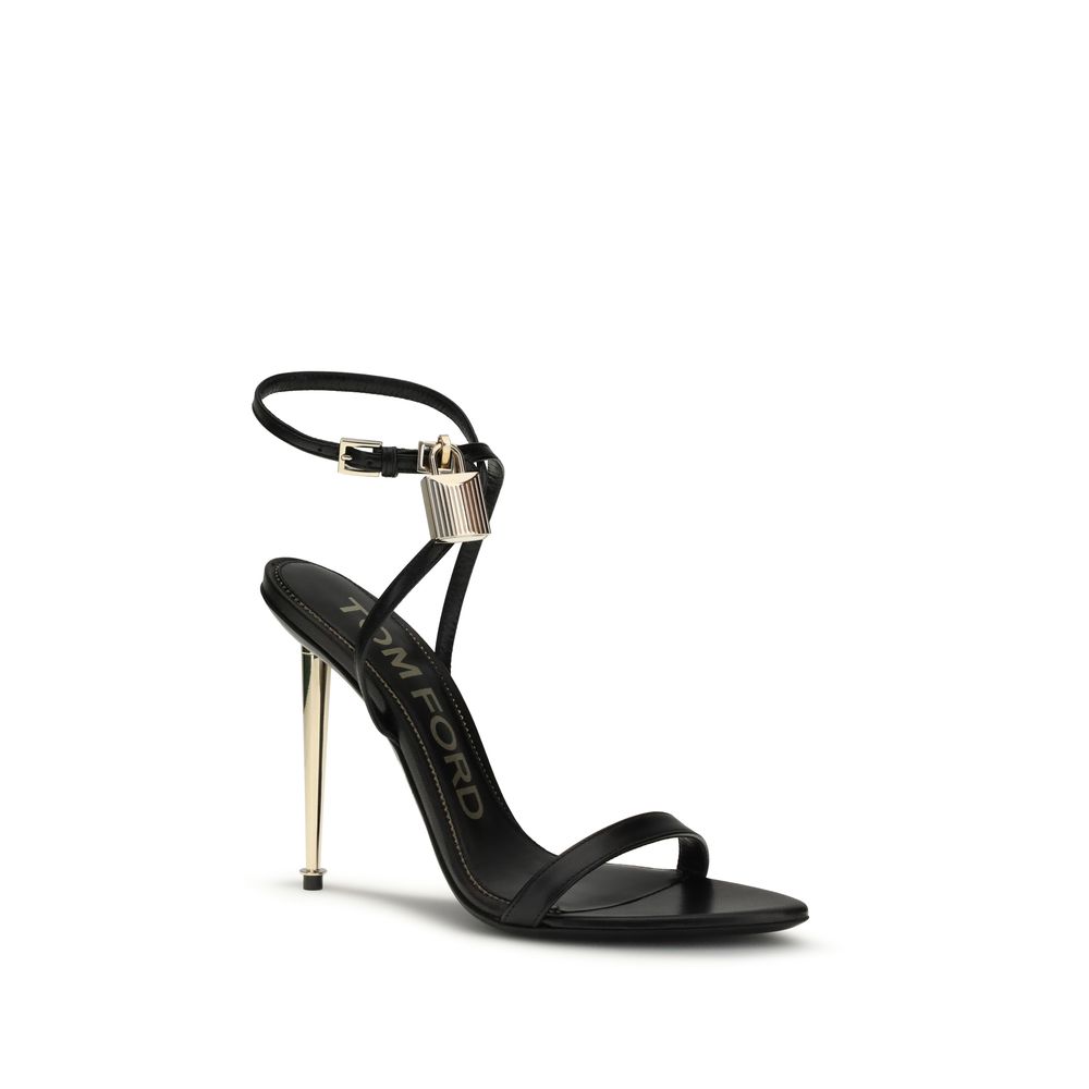 Tom Ford Black Goatskin Stiletto Heel Sandals - Image 2