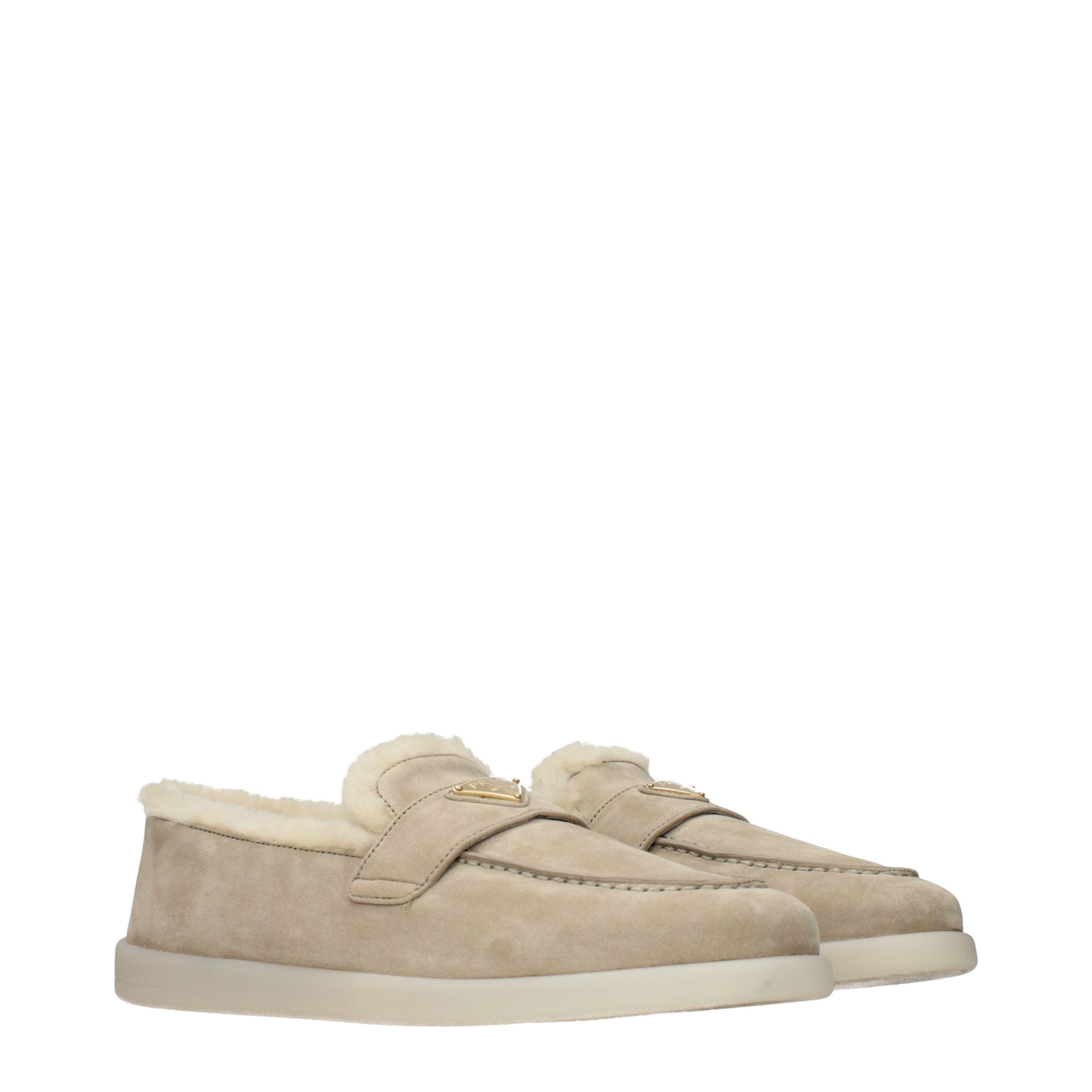 Prada Beige Leather Slip-On Loafers - Image 2