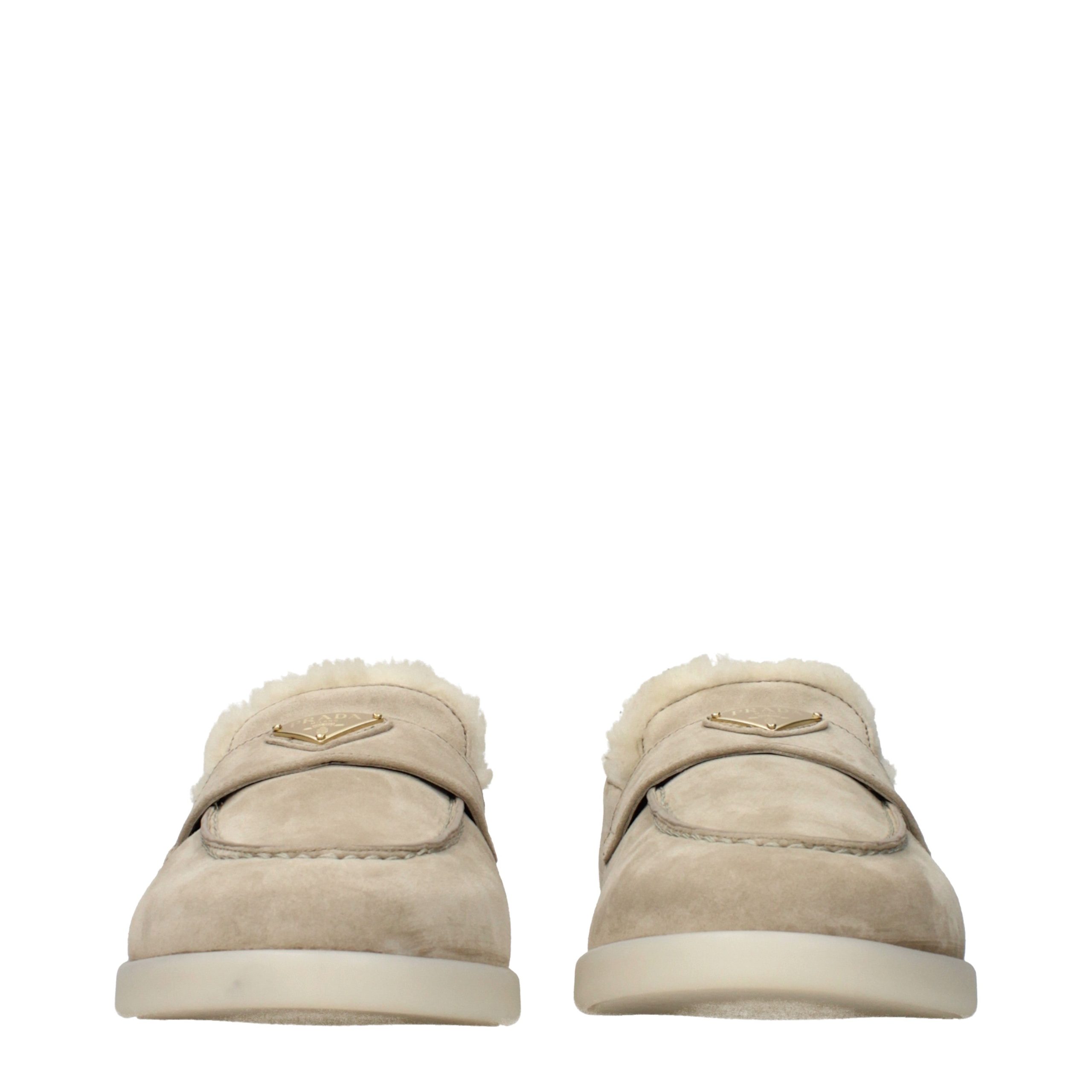 Prada Beige Leather Slip-On Loafers - Image 3