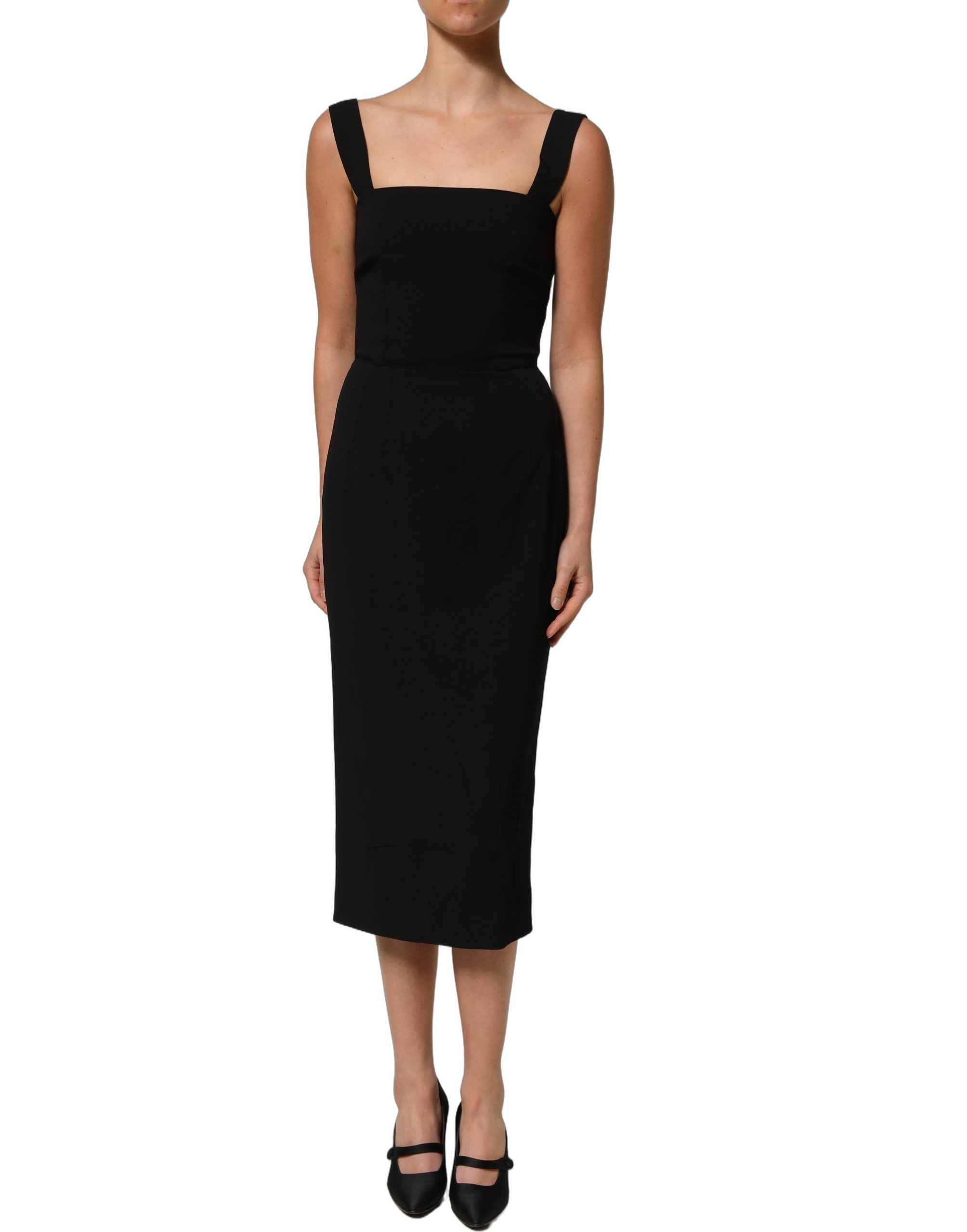 Dolce & Gabbana Black Viscose Stretch Sheath Midi Dress - Image 3