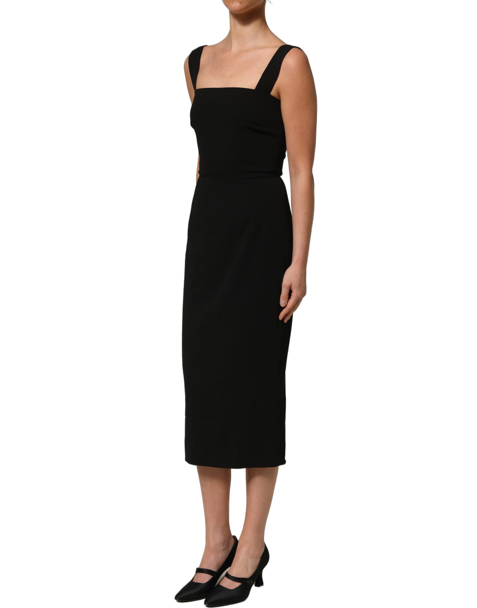 Dolce & Gabbana Black Viscose Stretch Sheath Midi Dress - Image 4
