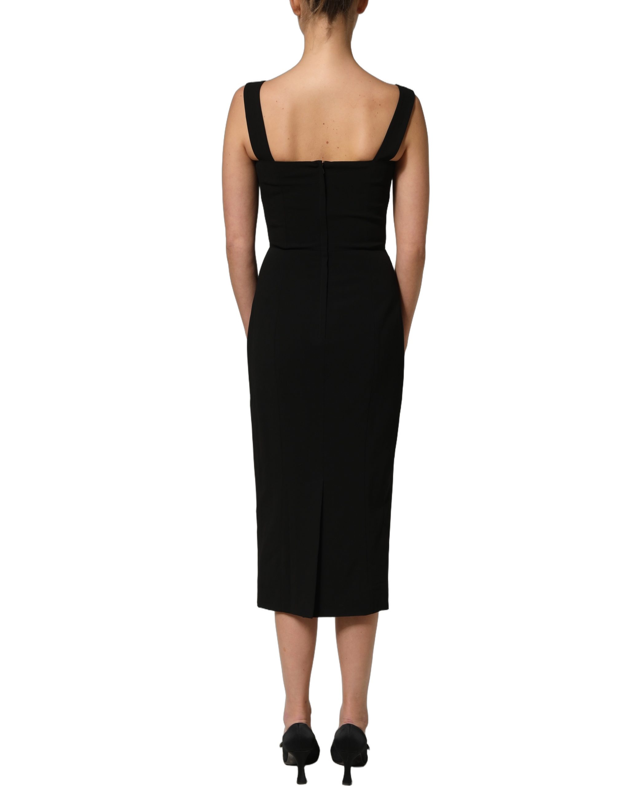Dolce & Gabbana Black Viscose Stretch Sheath Midi Dress - Image 5