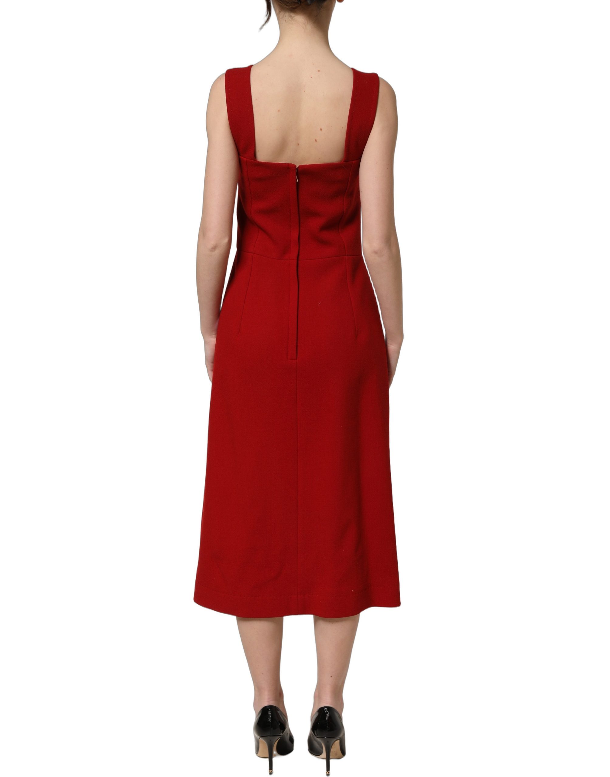 Dolce & Gabbana Two Tone Pink Wool Sleeveless Midi Dress - Image 3