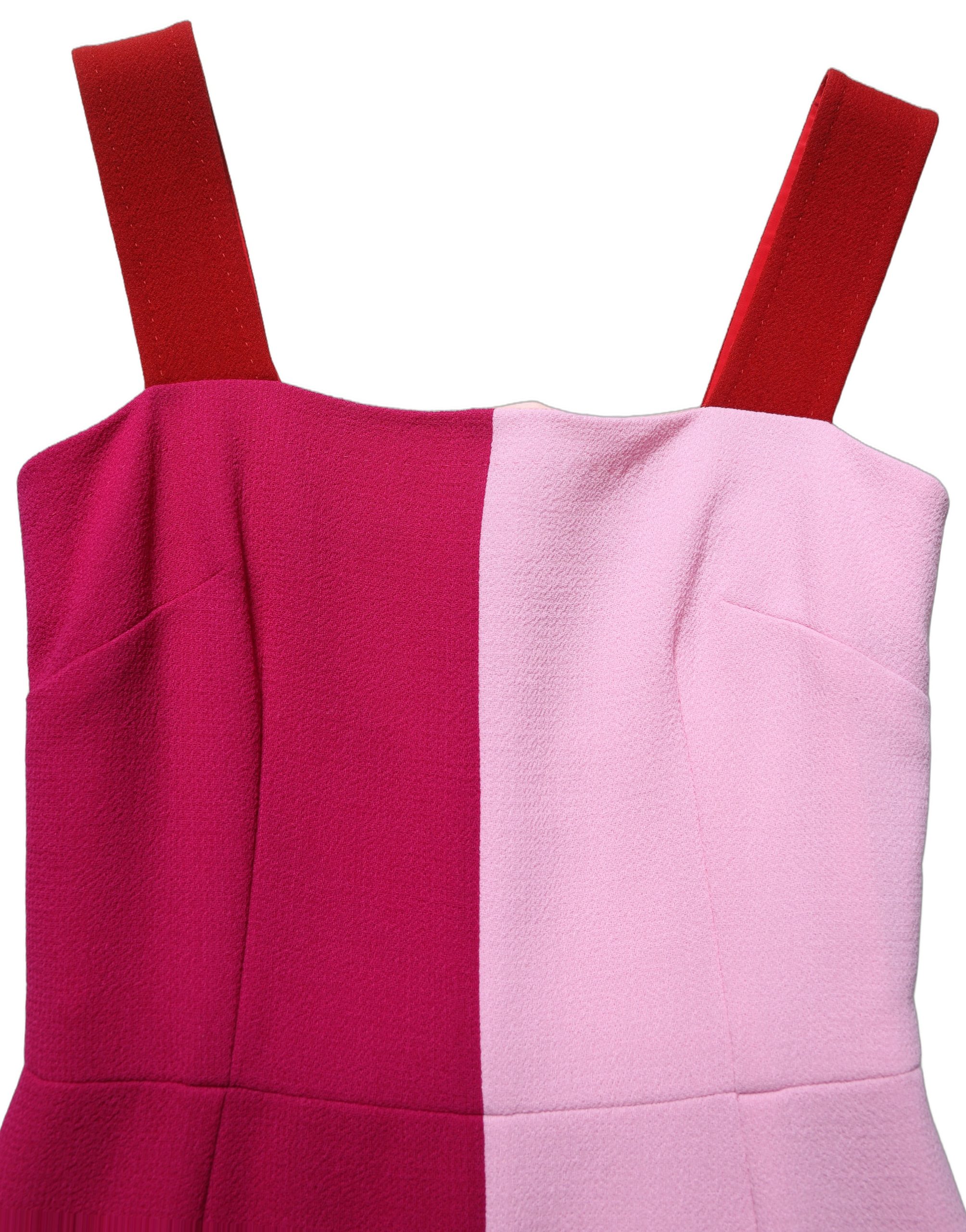 Dolce & Gabbana Two Tone Pink Wool Sleeveless Midi Dress - Image 4