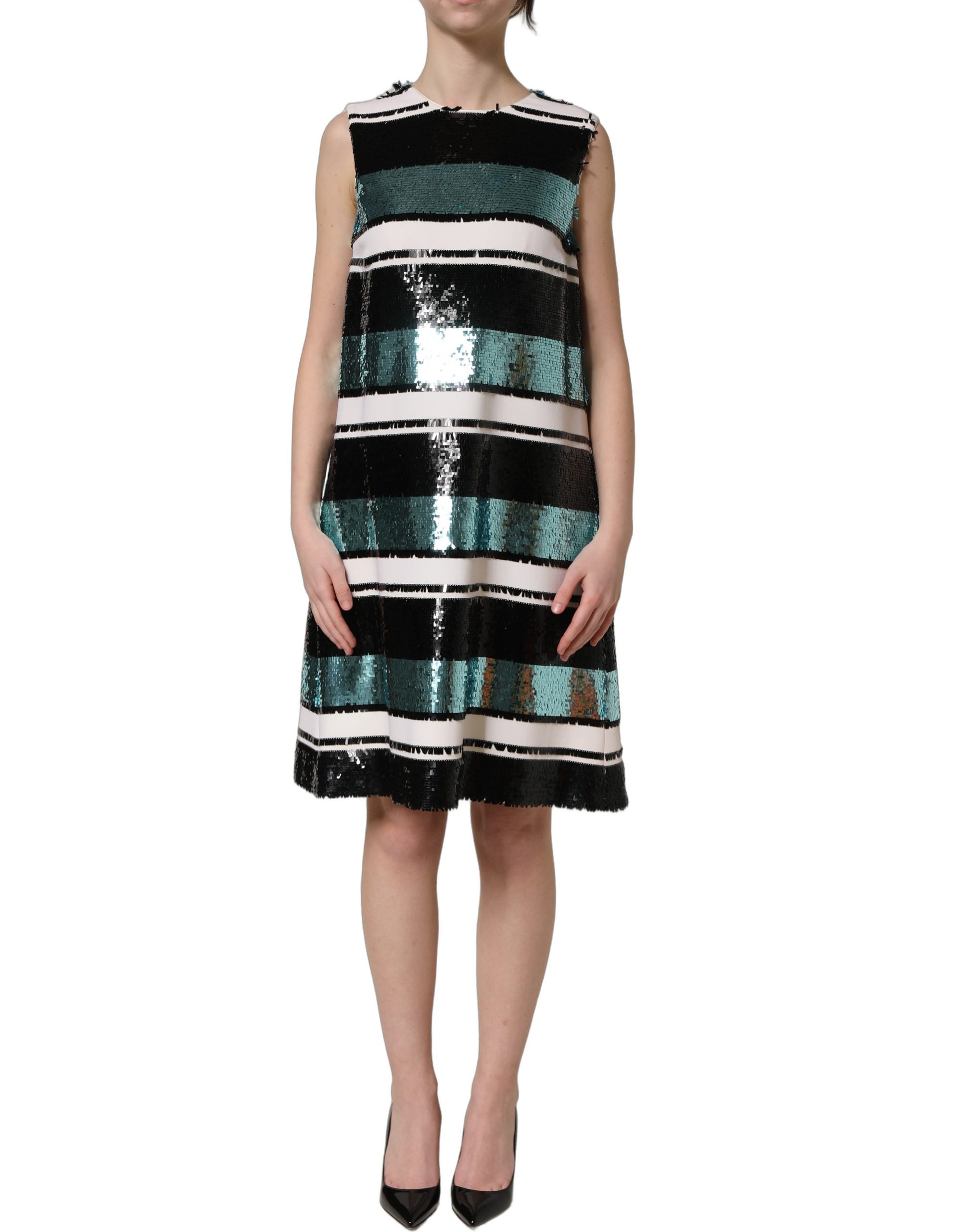 Dolce & Gabbana Multicolor Sequined Sleeveless Shift Dress - Image 2
