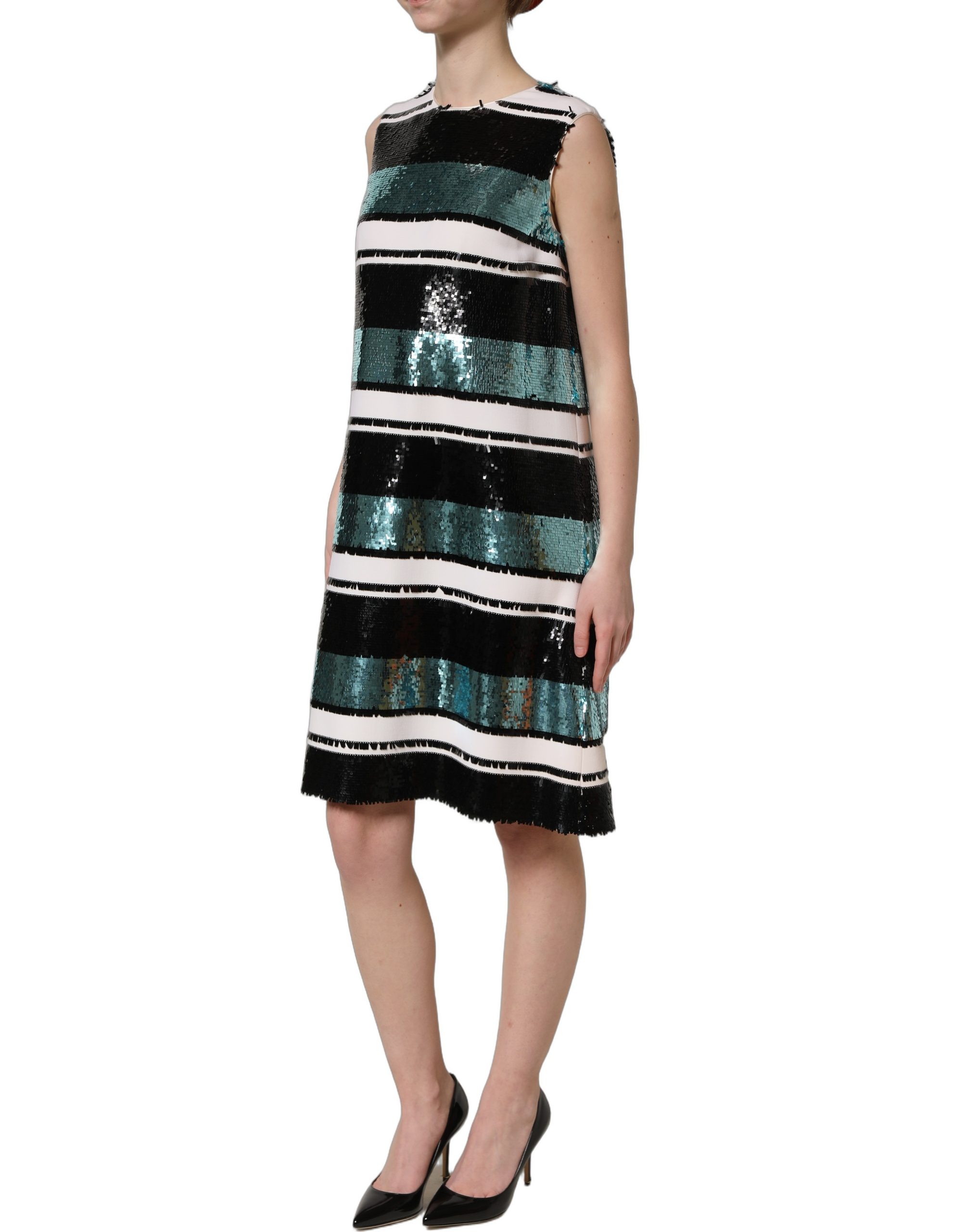 Dolce & Gabbana Multicolor Sequined Sleeveless Shift Dress - Image 4