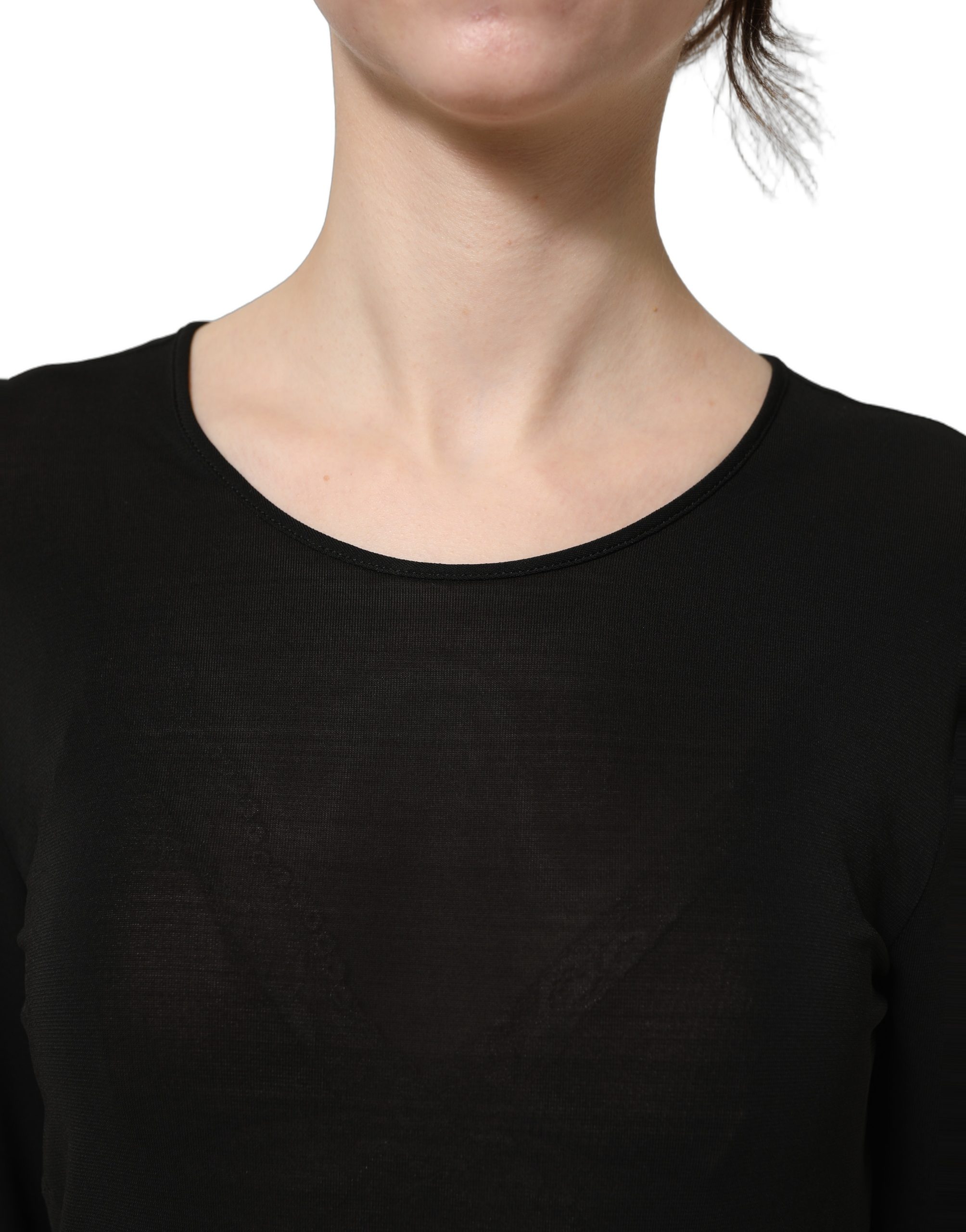 Dolce & Gabbana Black Cotton Long Sleeves Sheath Maxi Dress - Image 2