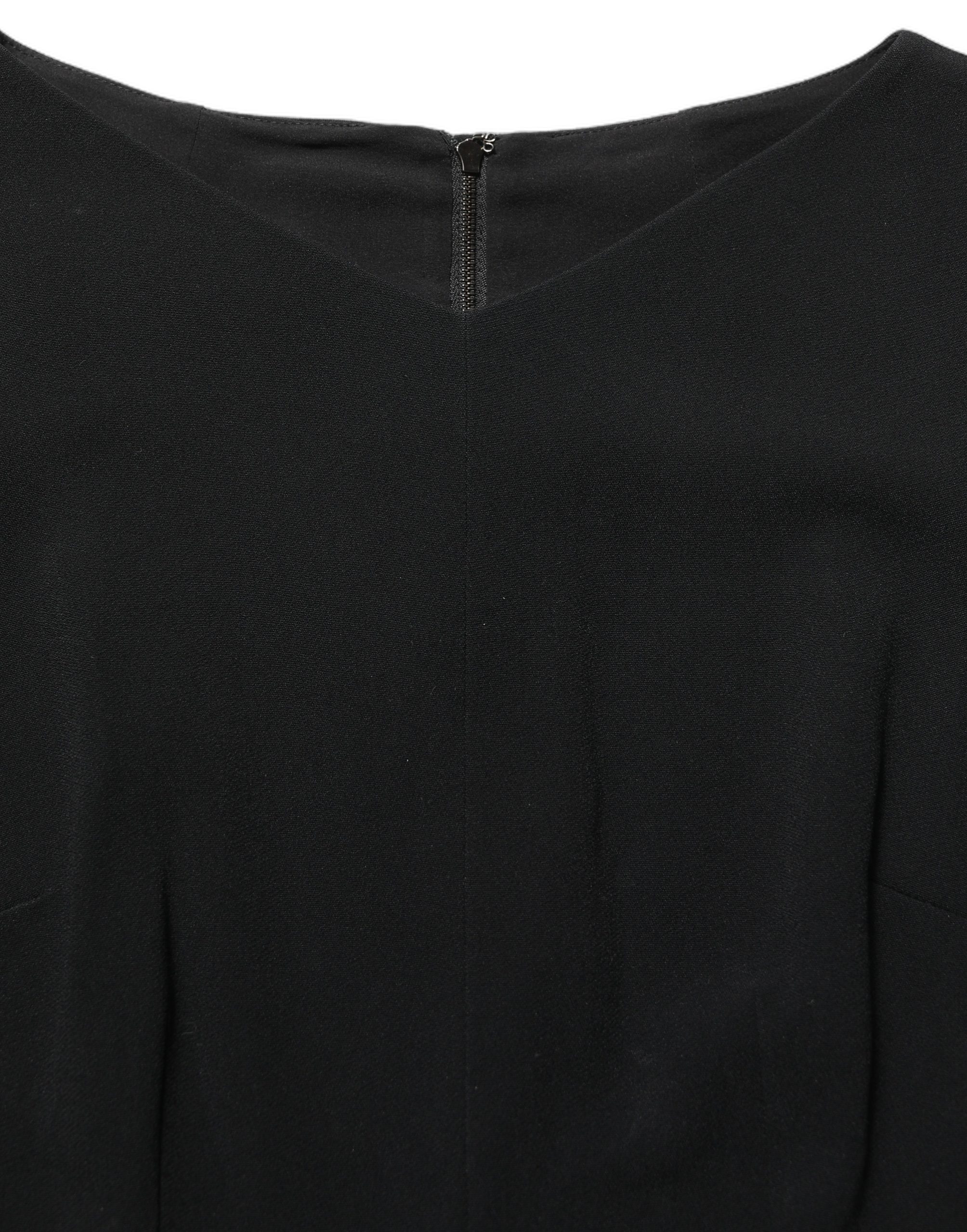 Dolce & Gabbana Black Viscose Short Sleeve A-line Midi Dress