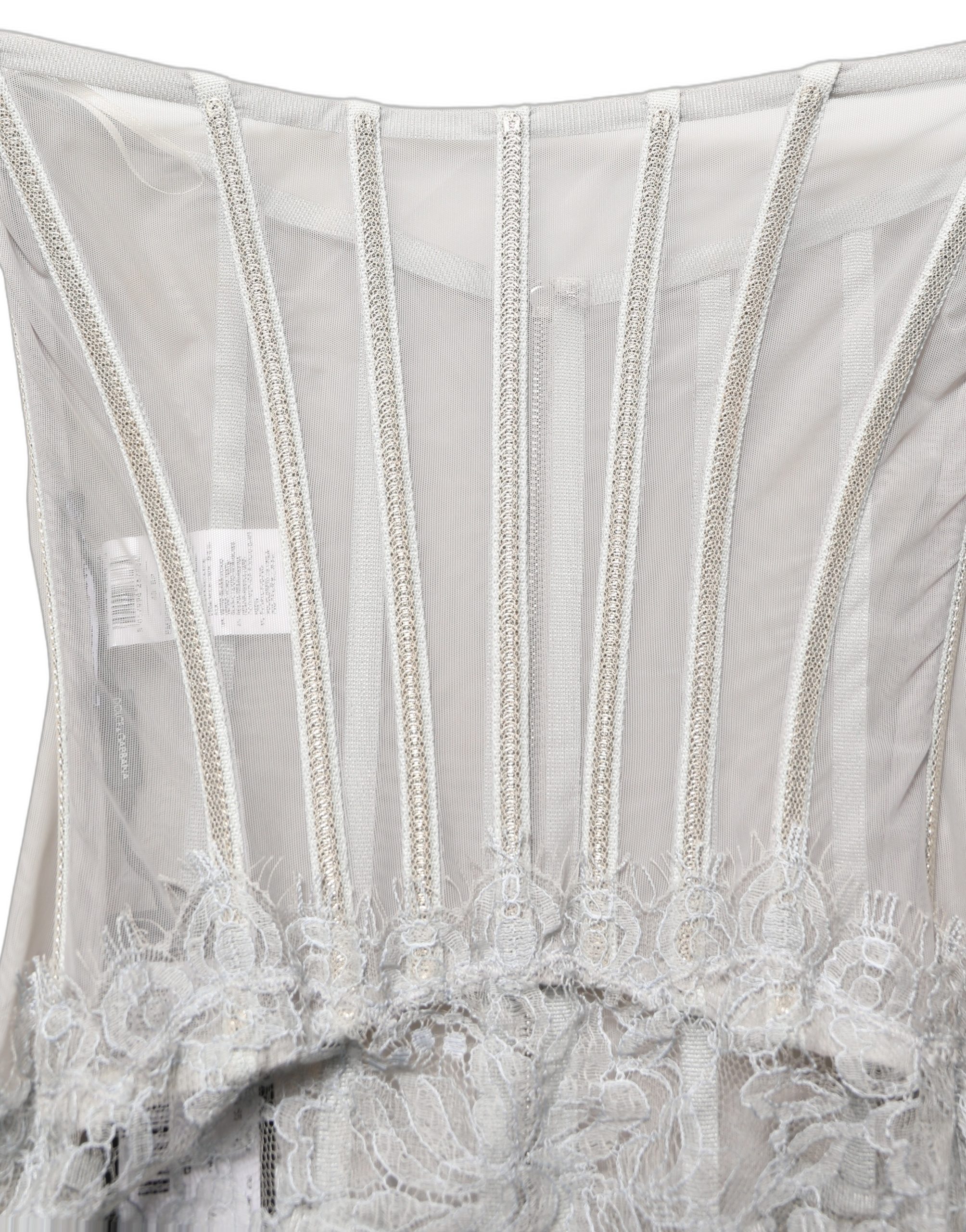 Dolce & Gabbana Gray Lace Corset Style Bodice Maxi Dress