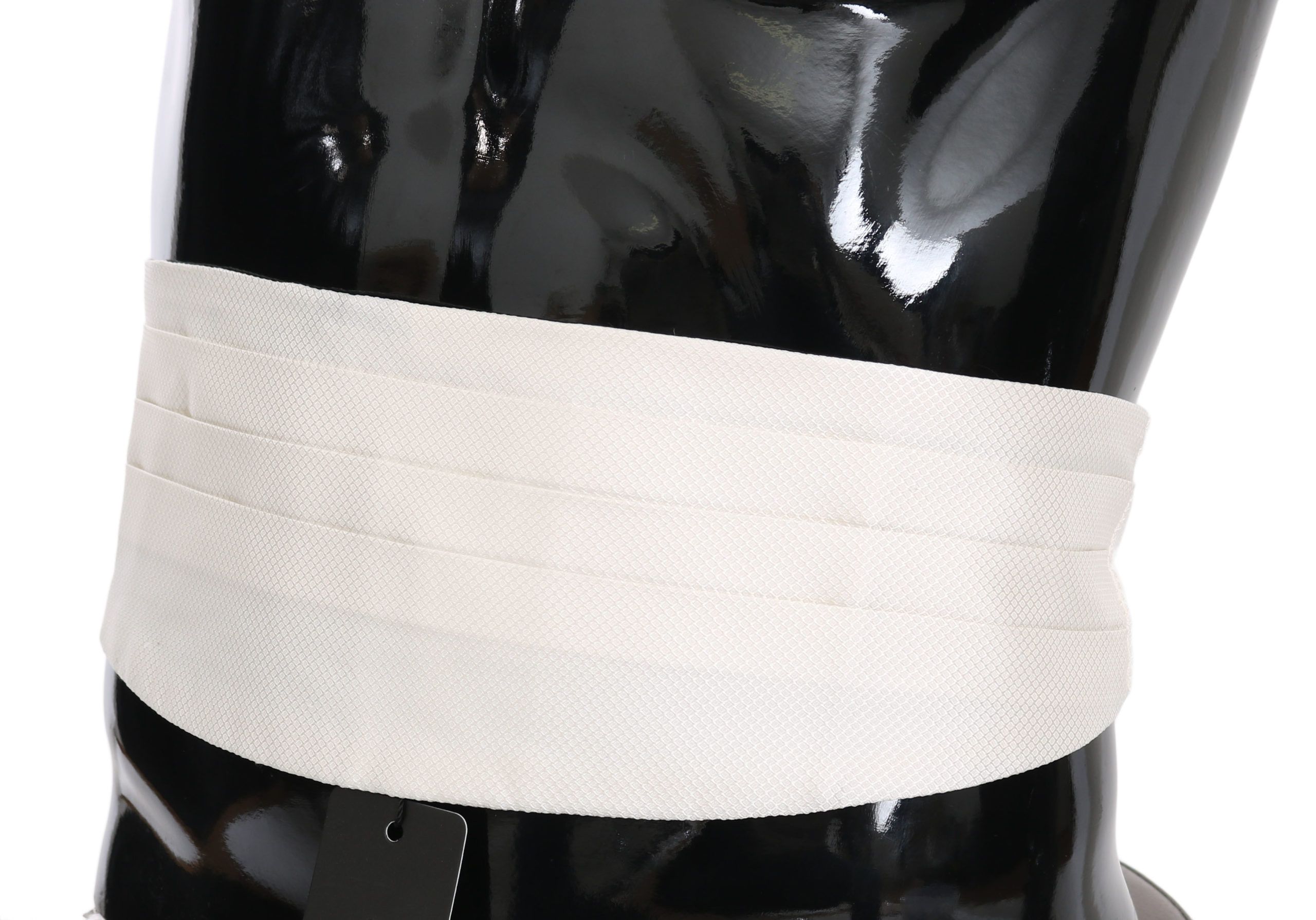 Dolce & Gabbana White Men Waist Belt 100% Silk Cummerbund - Image 4