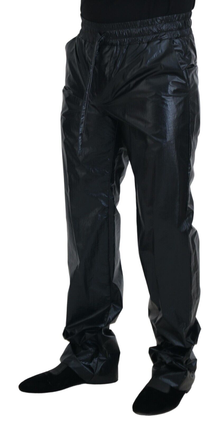 Dolce & Gabbana Black Shining Drawstring Trouser Nylon Pants - Image 2