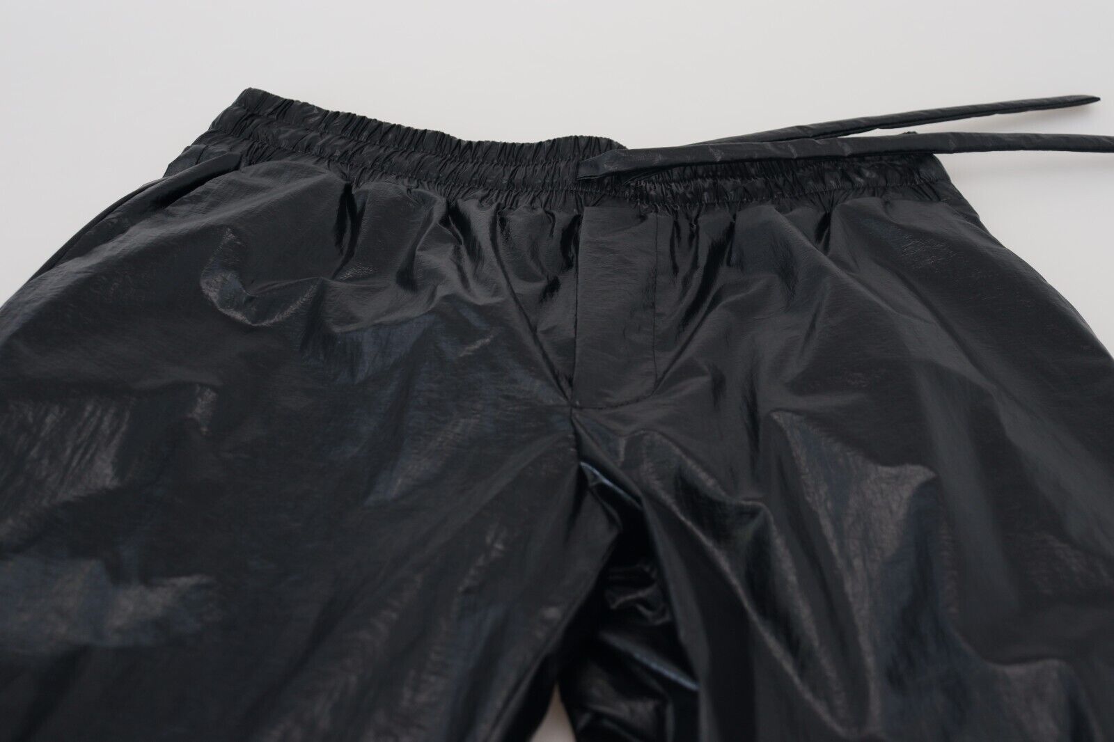 Dolce & Gabbana Black Shining Drawstring Trouser Nylon Pants - Image 4