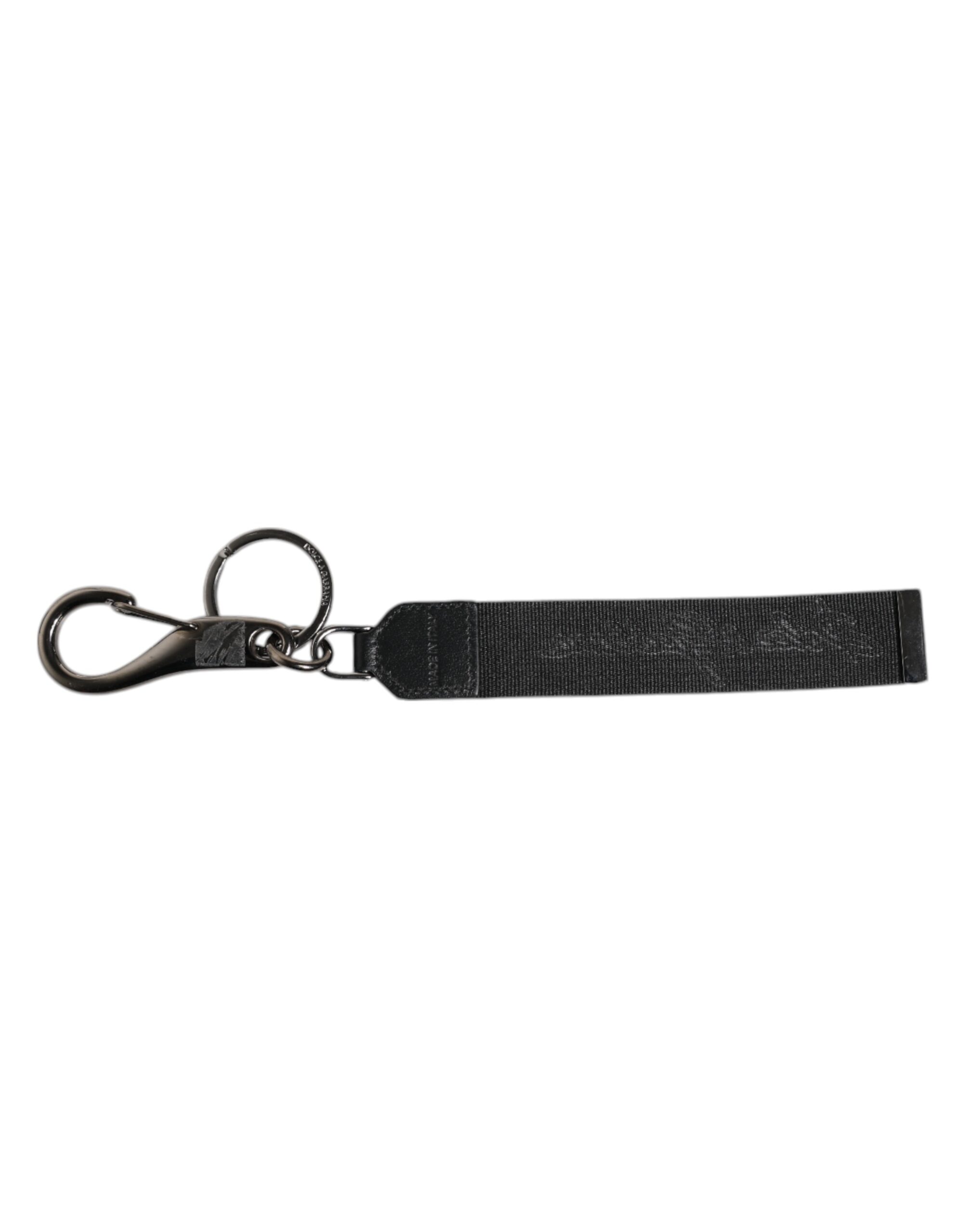 Dolce & Gabbana Black White DG Logo Silver Men Keychain Polyester Keyring - Image 3