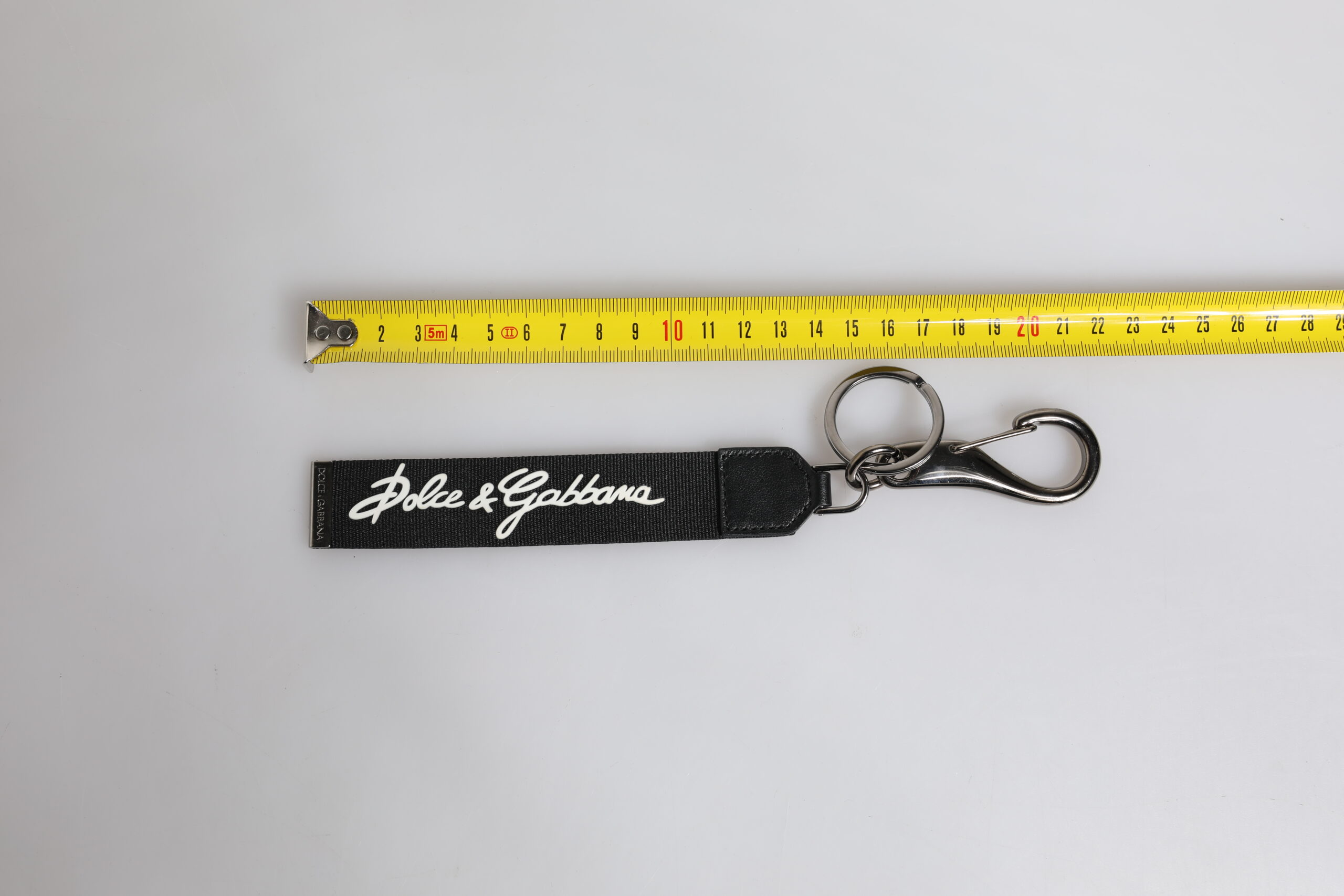 Dolce & Gabbana Black White DG Logo Silver Men Keychain Polyester Keyring - Image 5