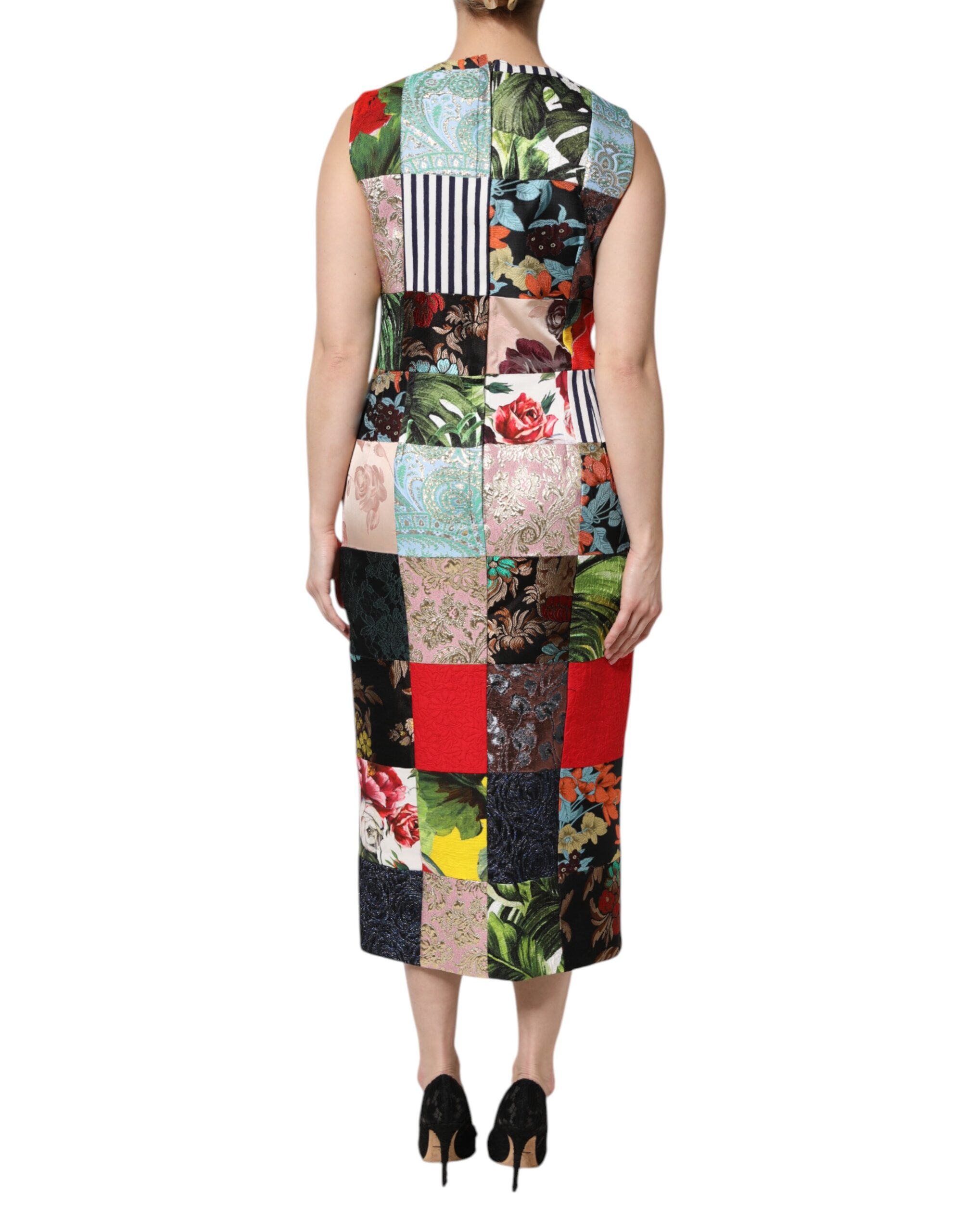 Dolce & Gabbana Multicolor Patchwork Sleeveless Sheath Dress - Image 4