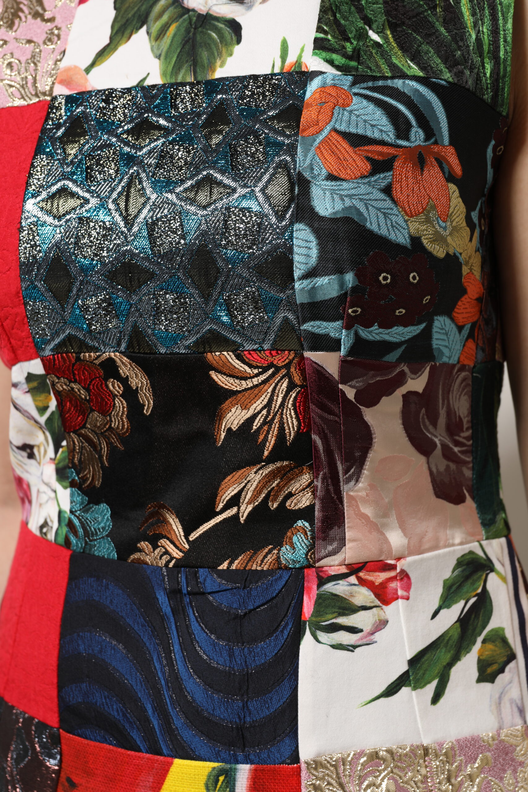 Dolce & Gabbana Multicolor Patchwork Sleeveless Sheath Dress - Image 6