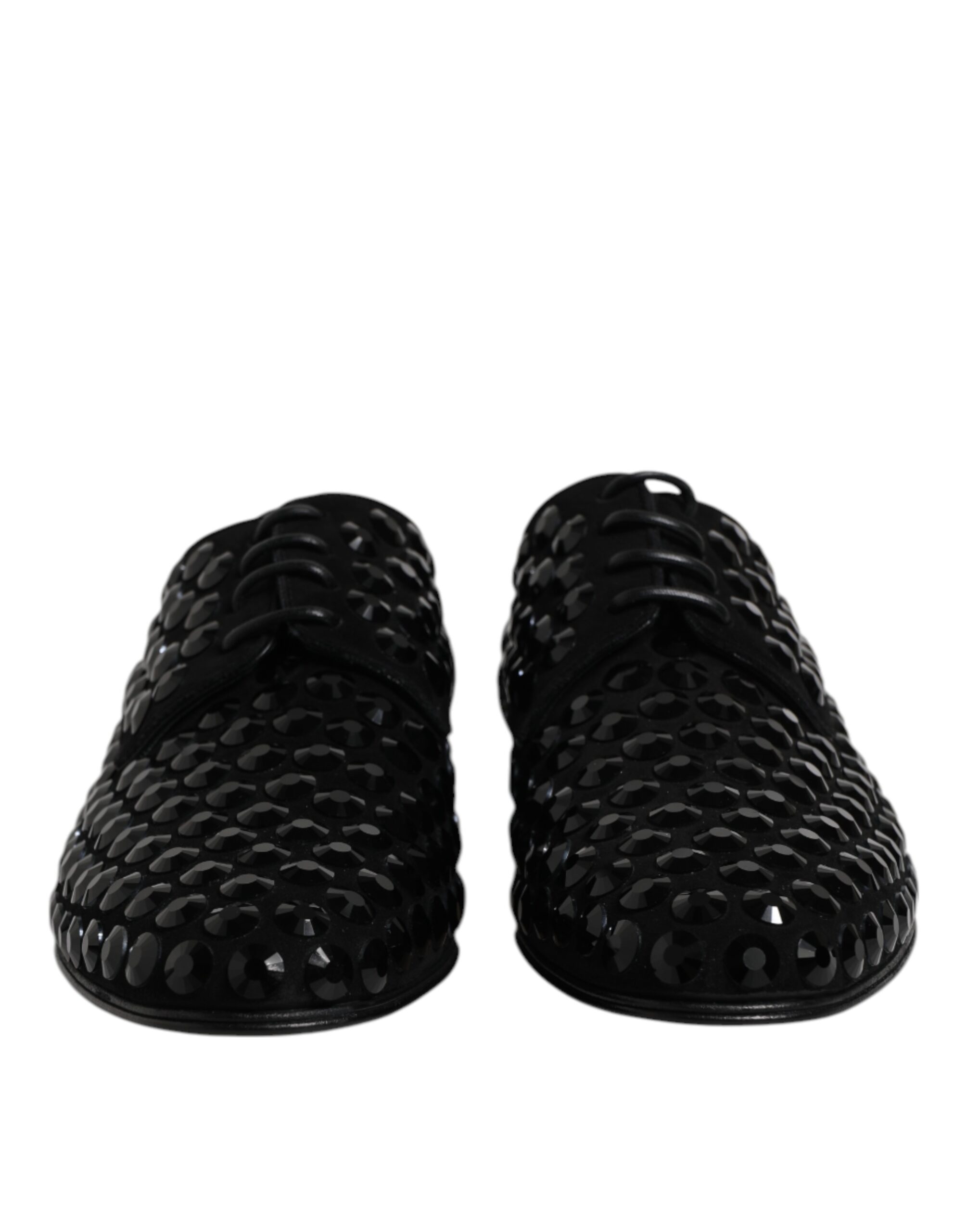 Dolce & Gabbana Black Suede Strass Derby Formal Shoes - Image 2