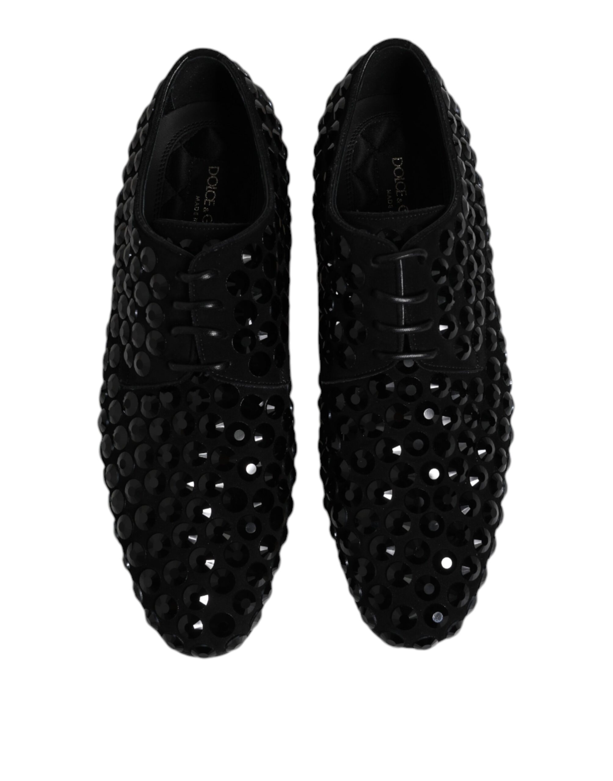 Dolce & Gabbana Black Suede Strass Derby Formal Shoes - Image 3