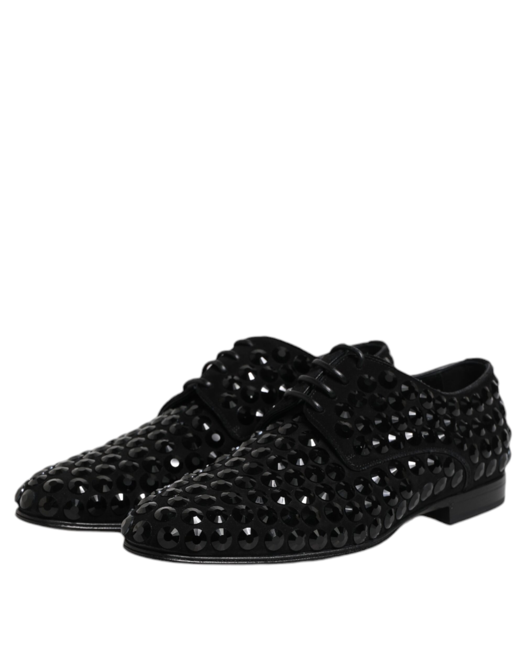 Dolce & Gabbana Black Suede Strass Derby Formal Shoes - Image 4