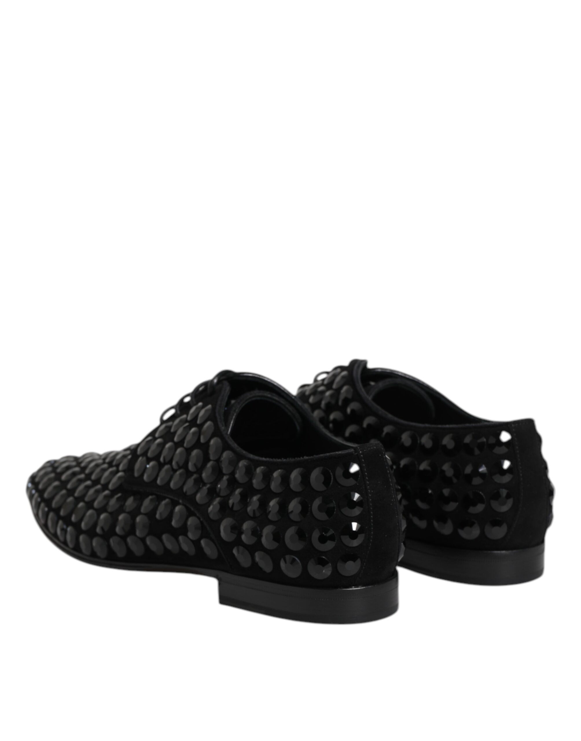 Dolce & Gabbana Black Suede Strass Derby Formal Shoes - Image 5