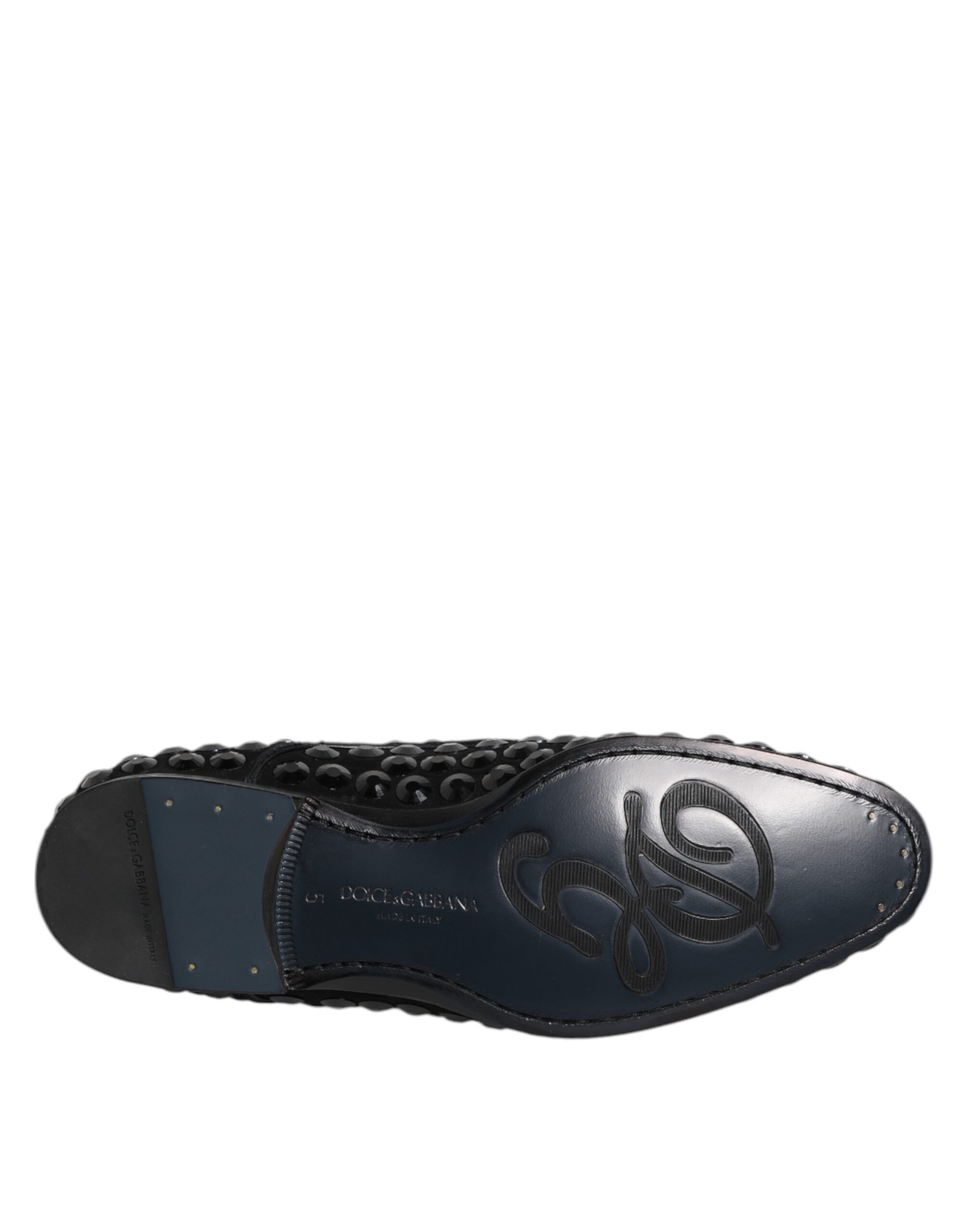 Dolce & Gabbana Black Suede Strass Derby Formal Shoes - Image 8