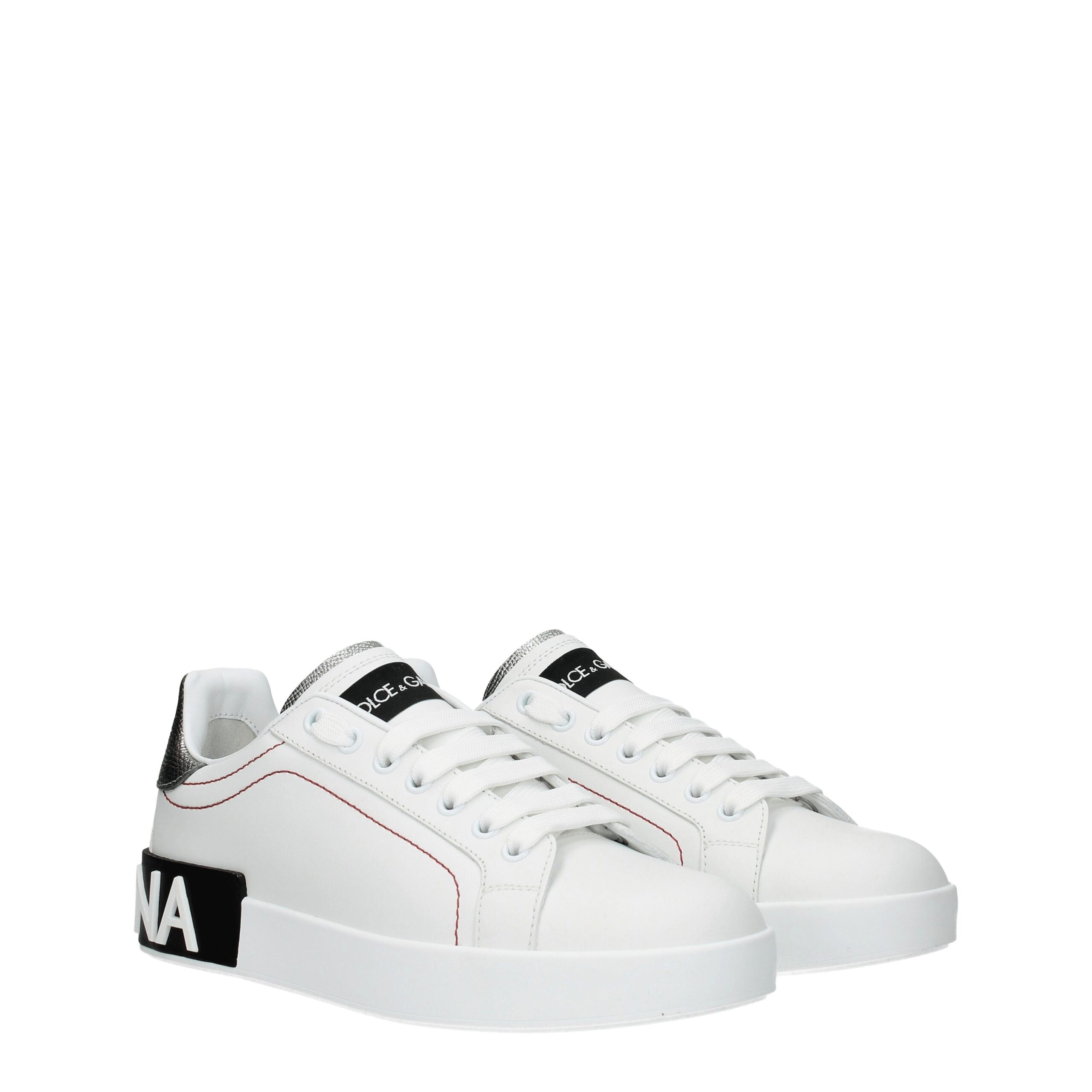 Dolce & Gabbana White Leather Low Top Sneakers - Image 2