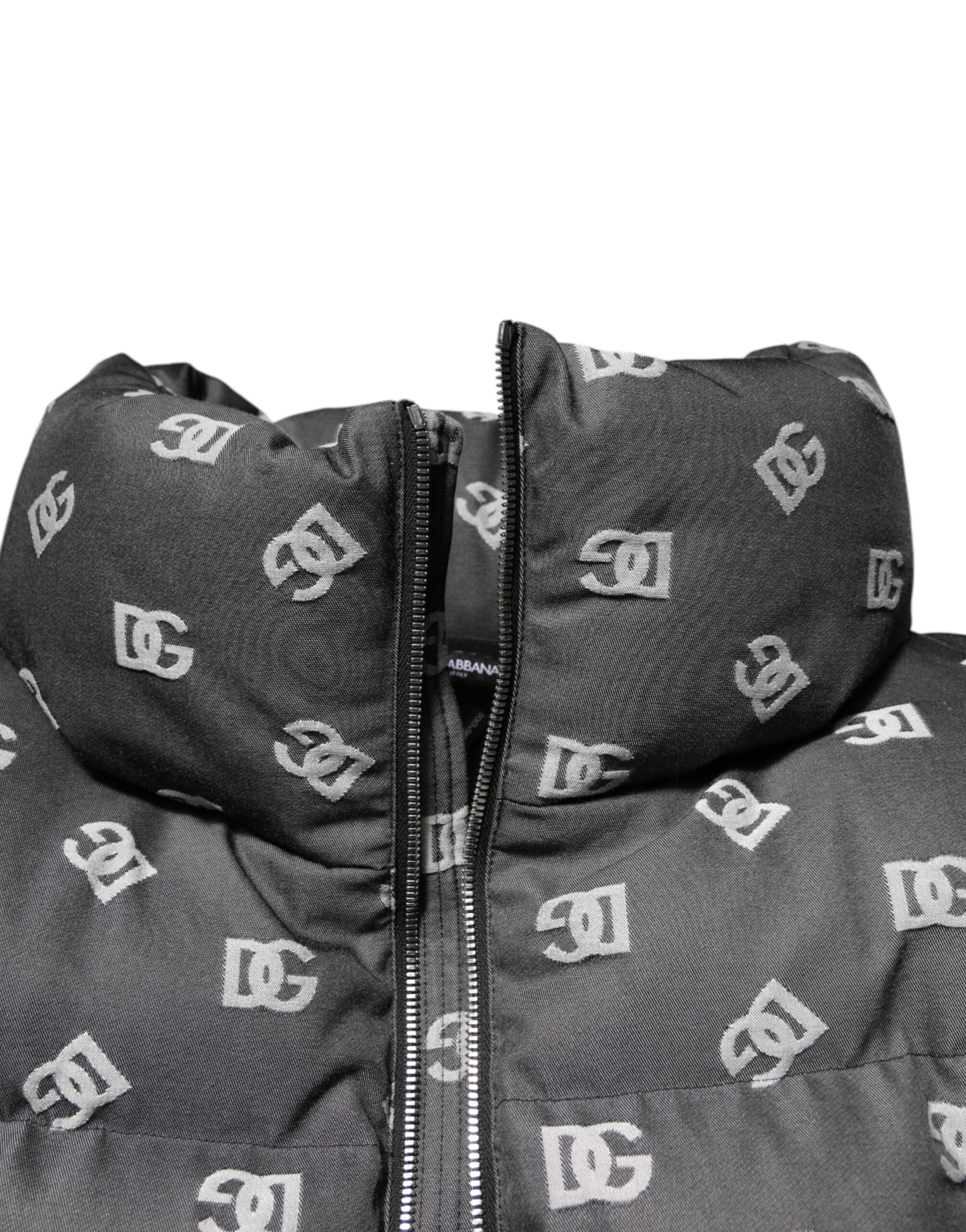 Dolce & Gabbana Black DG Monogram Full Zip Puffer Men Jacket - Image 6