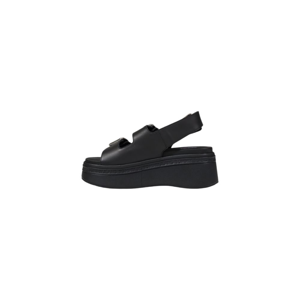 Tommy Hilfiger Jeans Black Leather Platform Sandals - Image 3