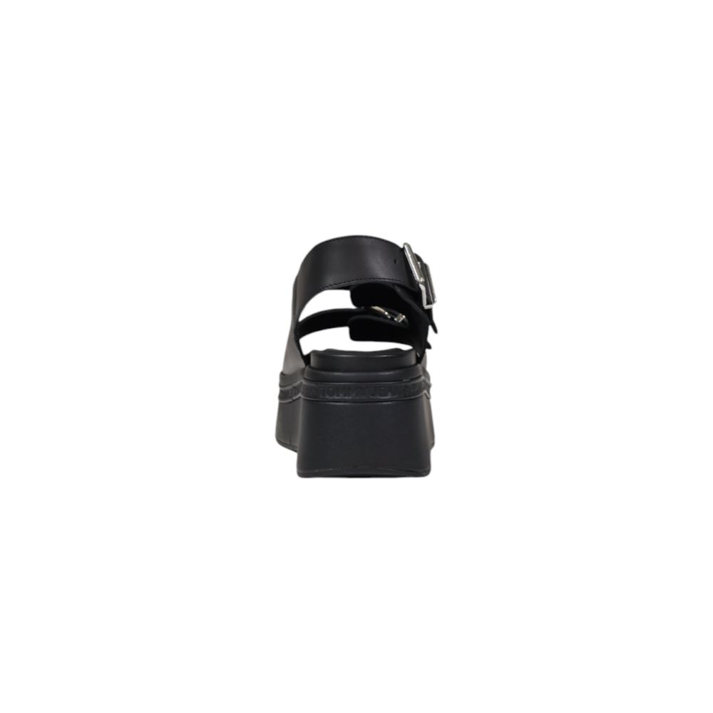 Tommy Hilfiger Jeans Black Leather Platform Sandals - Image 4