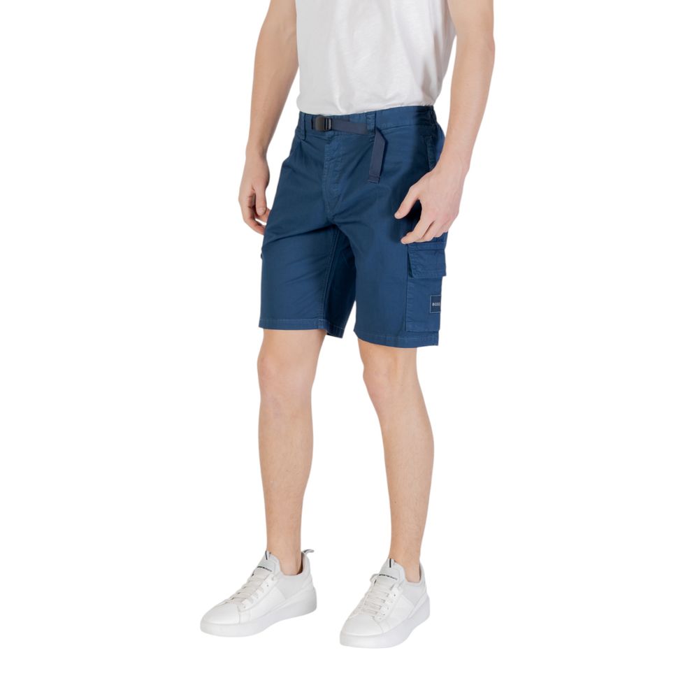 Hugo Boss Blue Cotton Bermuda Shorts - Image 3