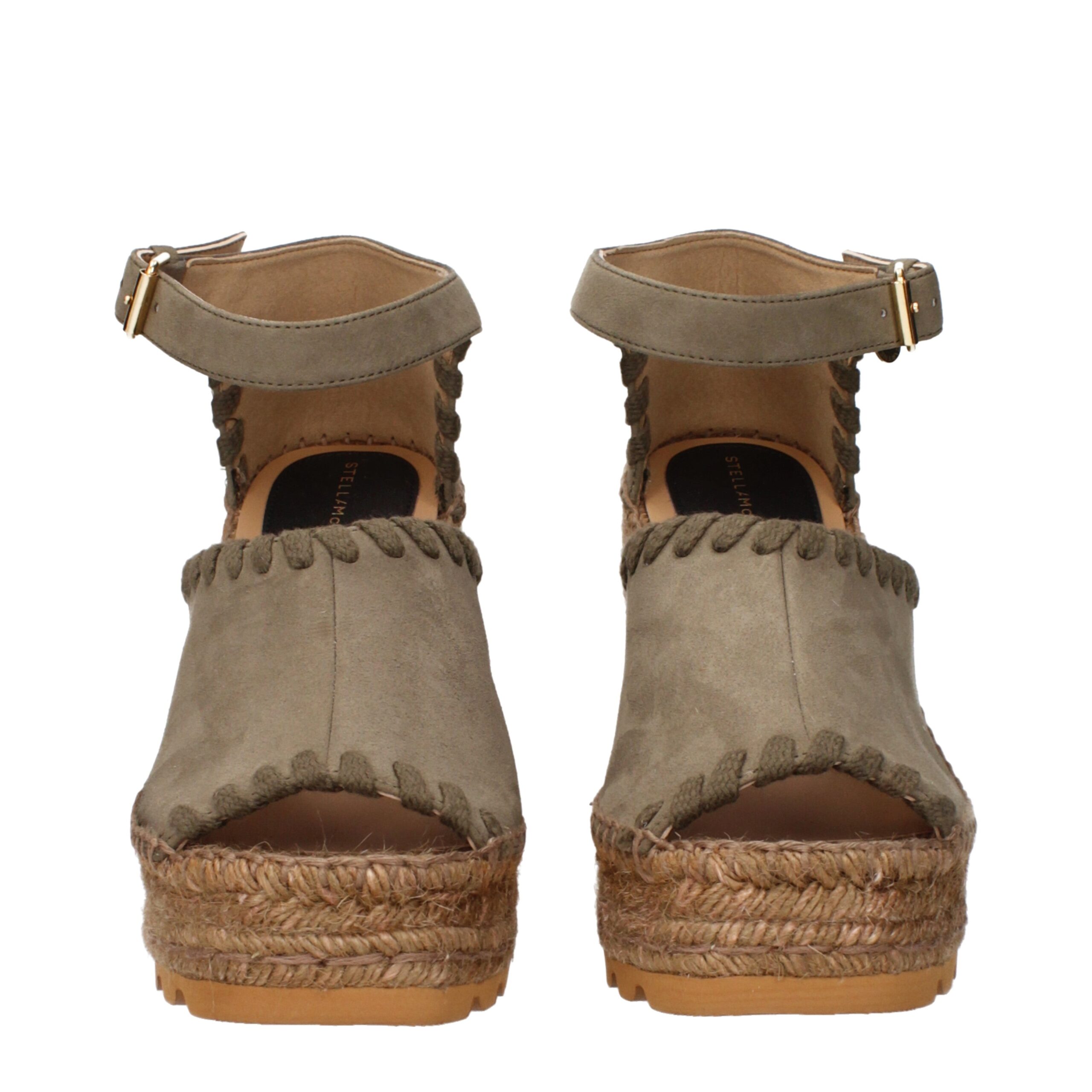 Stella McCartney Green Leather Wedge Sandals - Image 3