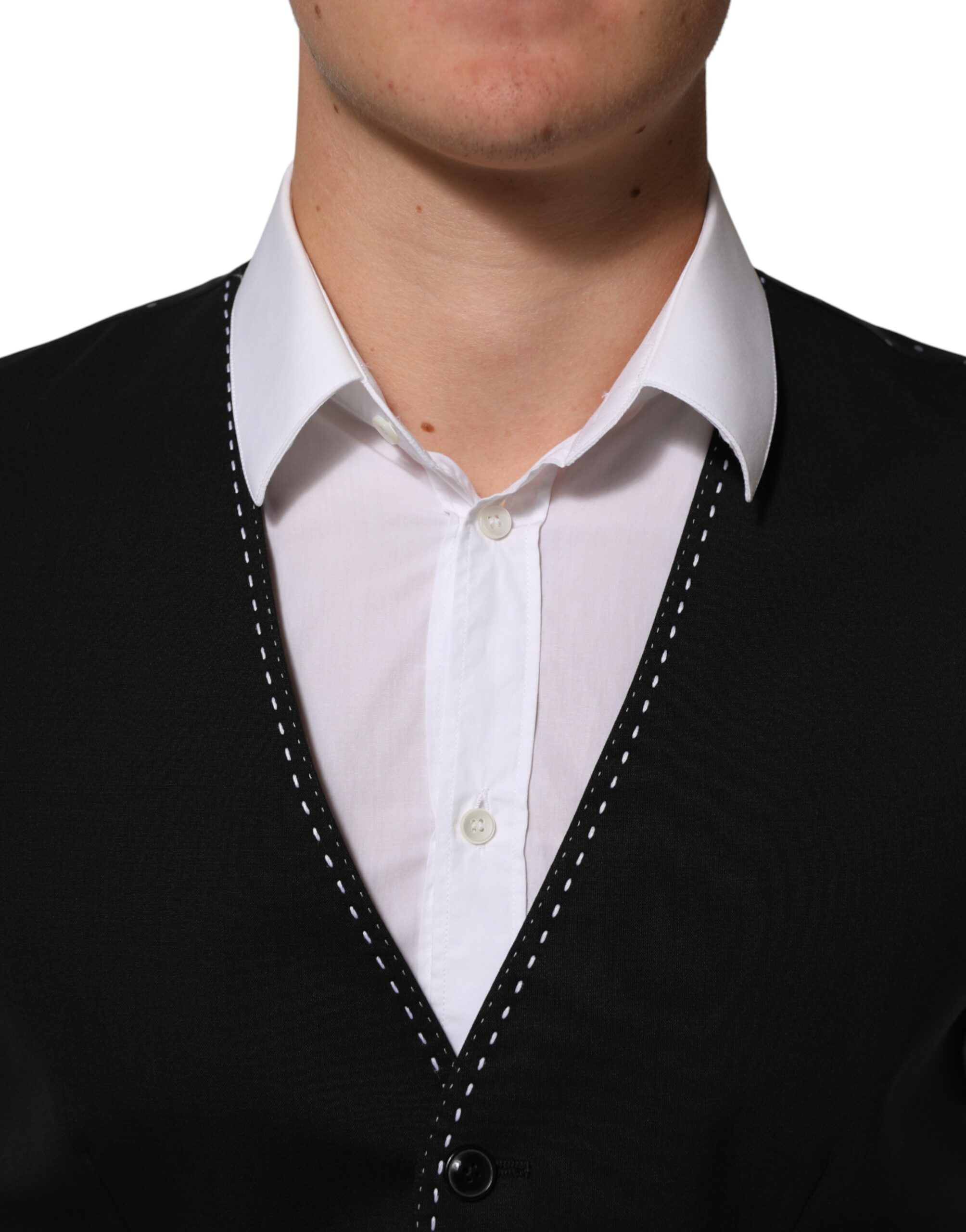 Dolce & Gabbana Black Wool Dress Formal Men Waistcoat Vest - Image 5