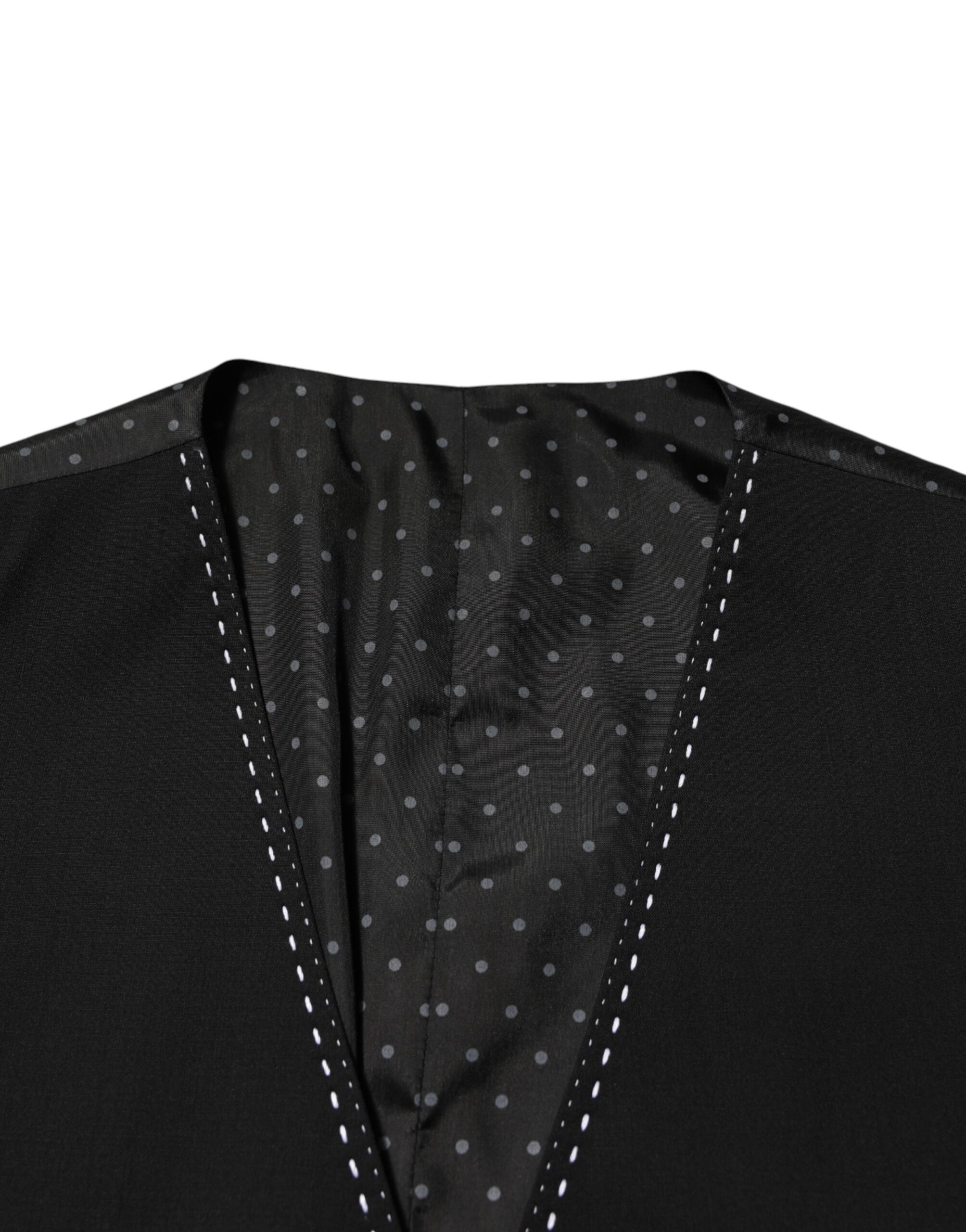 Dolce & Gabbana Black Wool Dress Formal Men Waistcoat Vest - Image 6
