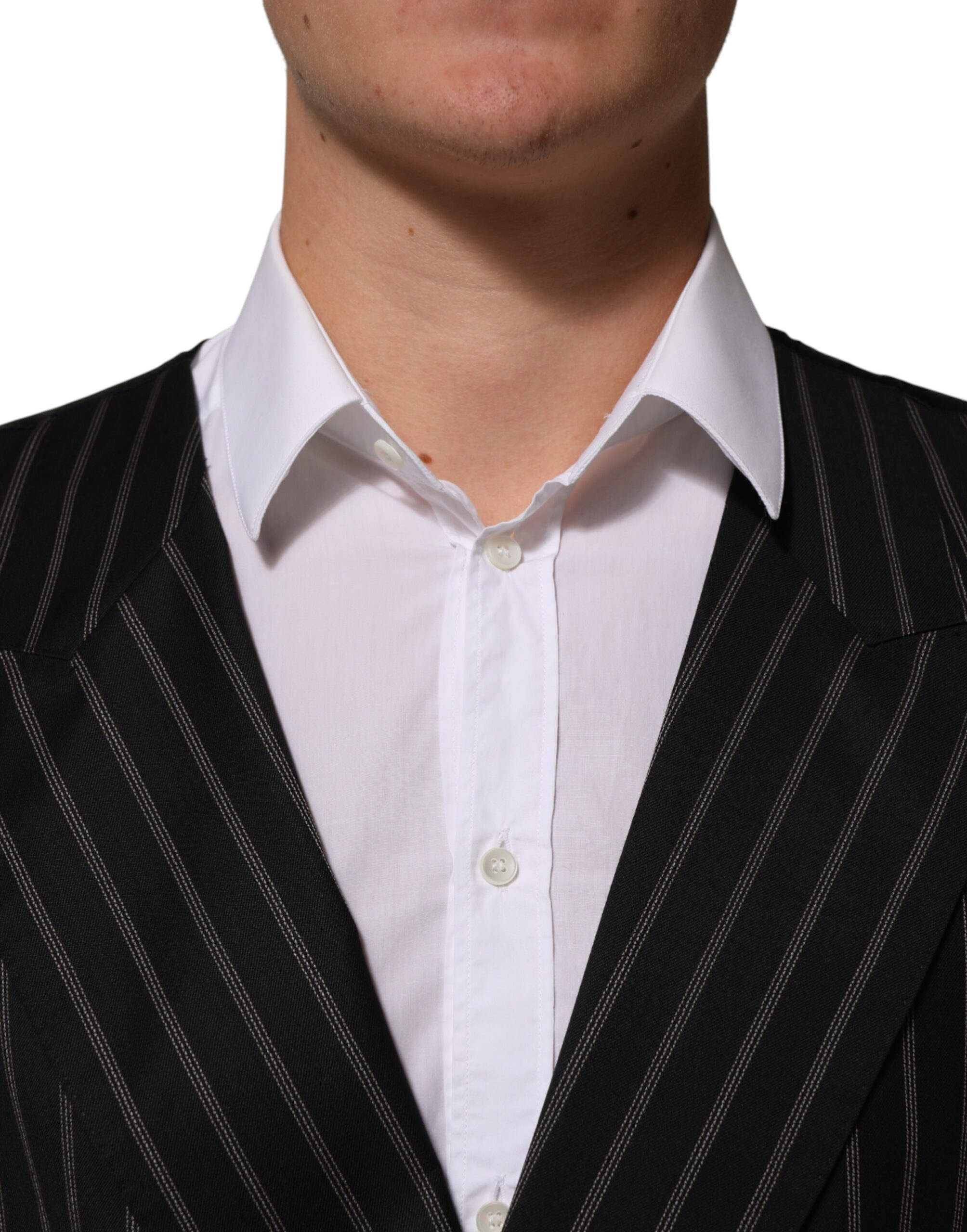 Dolce & Gabbana Black Stripes Wool Dress Men Waistcoat Vest - Image 5