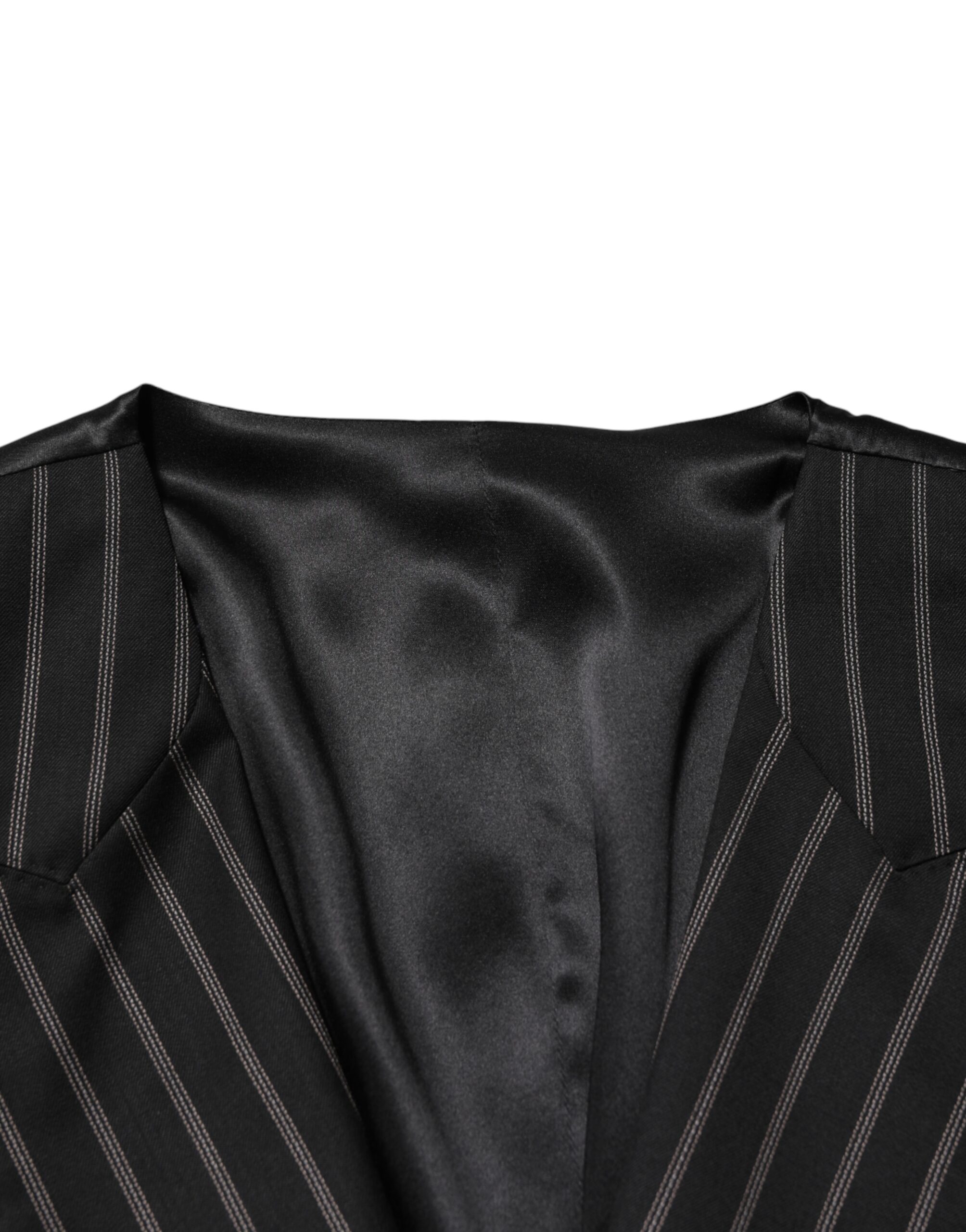 Dolce & Gabbana Black Stripes Wool Dress Men Waistcoat Vest - Image 6