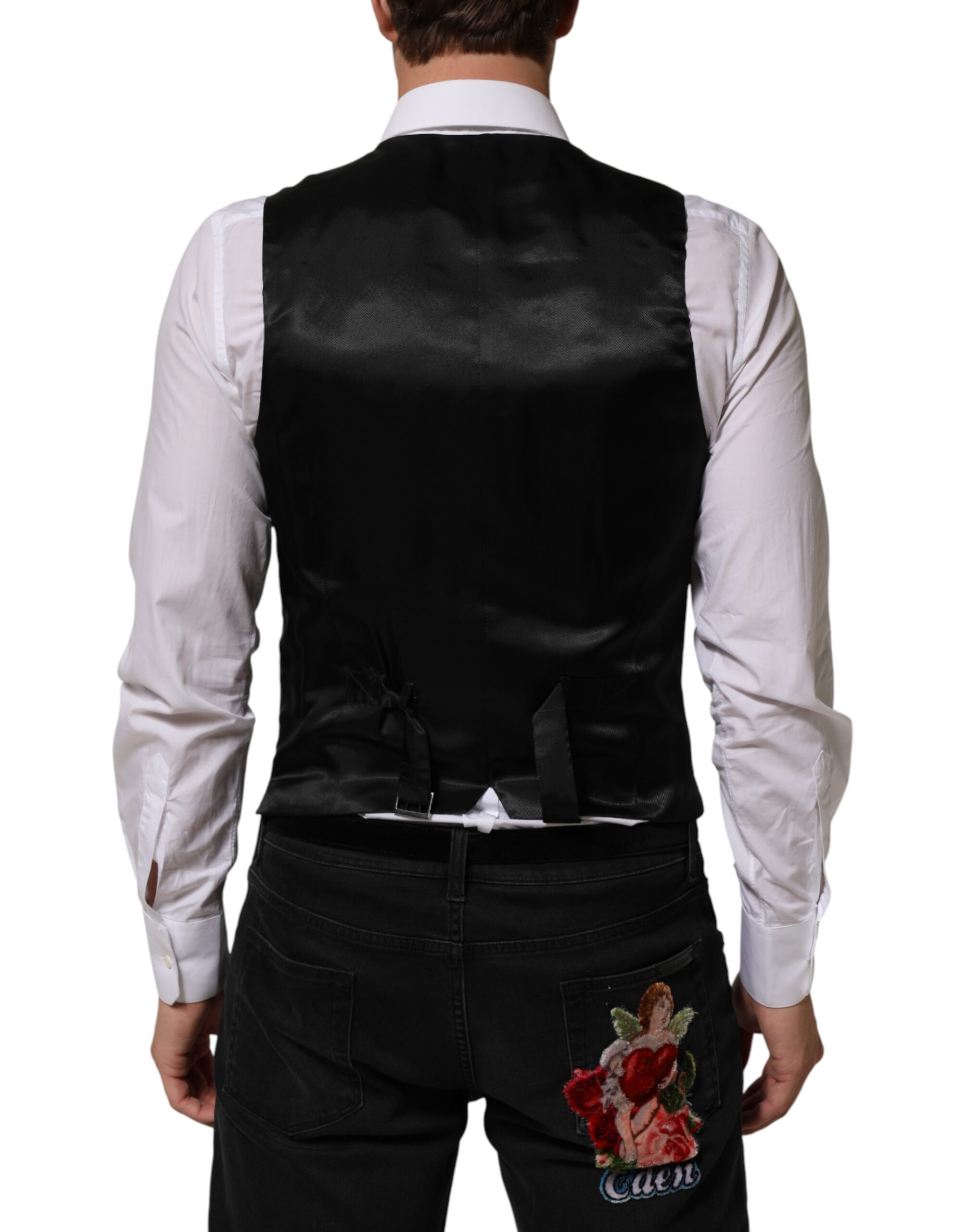 Dolce & Gabbana Black Polyester Dress Formal Waistcoat Vest - Image 4