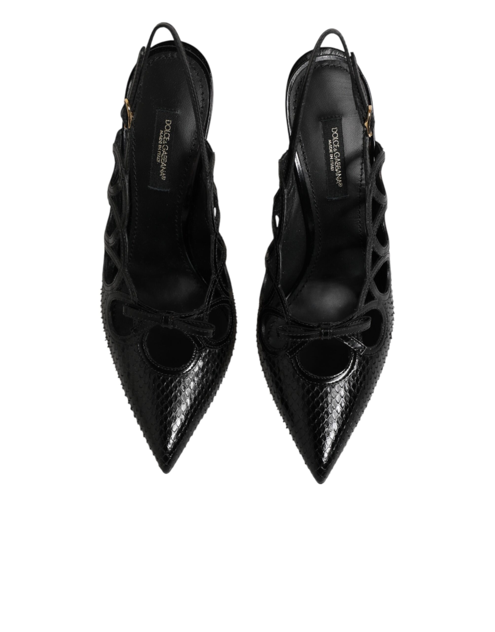 Dolce & Gabbana Leather High Heels Slingback Shoes - Image 4