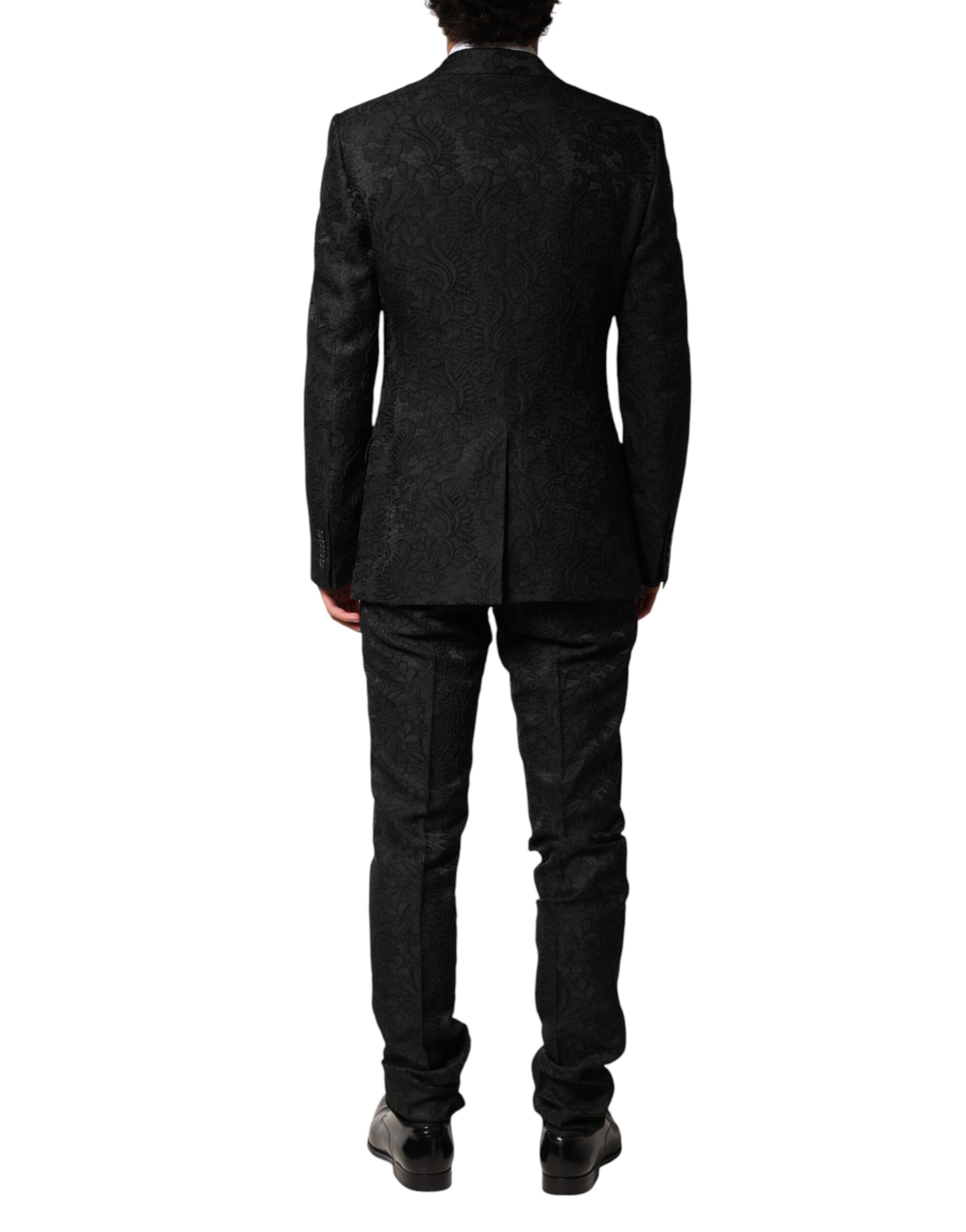 Dolce & Gabbana Black Brocade Single Breasted 2 Piece Suit - Image 4