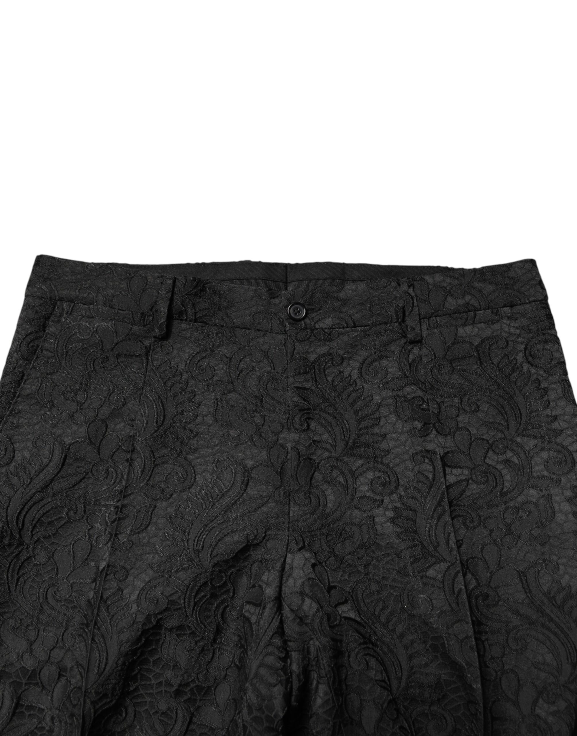 Dolce & Gabbana Black Brocade Single Breasted 2 Piece Suit - Image 6