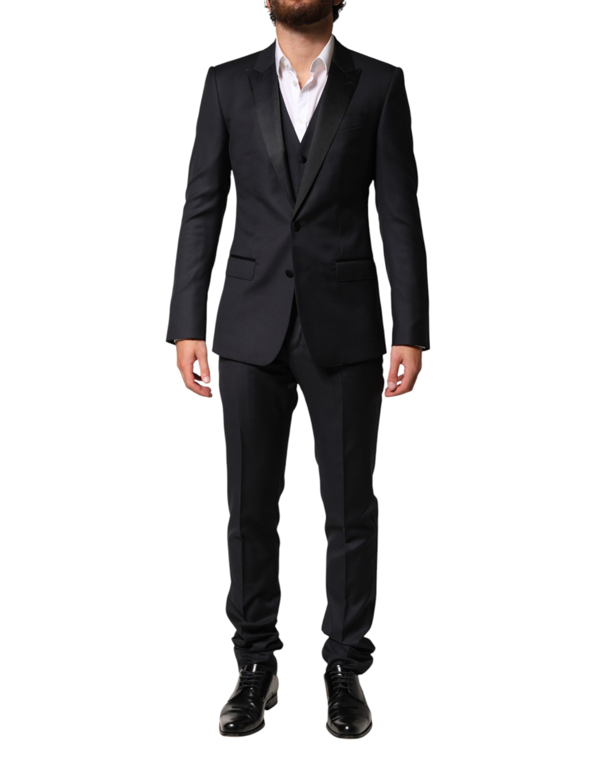 Dolce & Gabbana Blue Wool Single Breasted 3 Piece Men Suit - Image 2