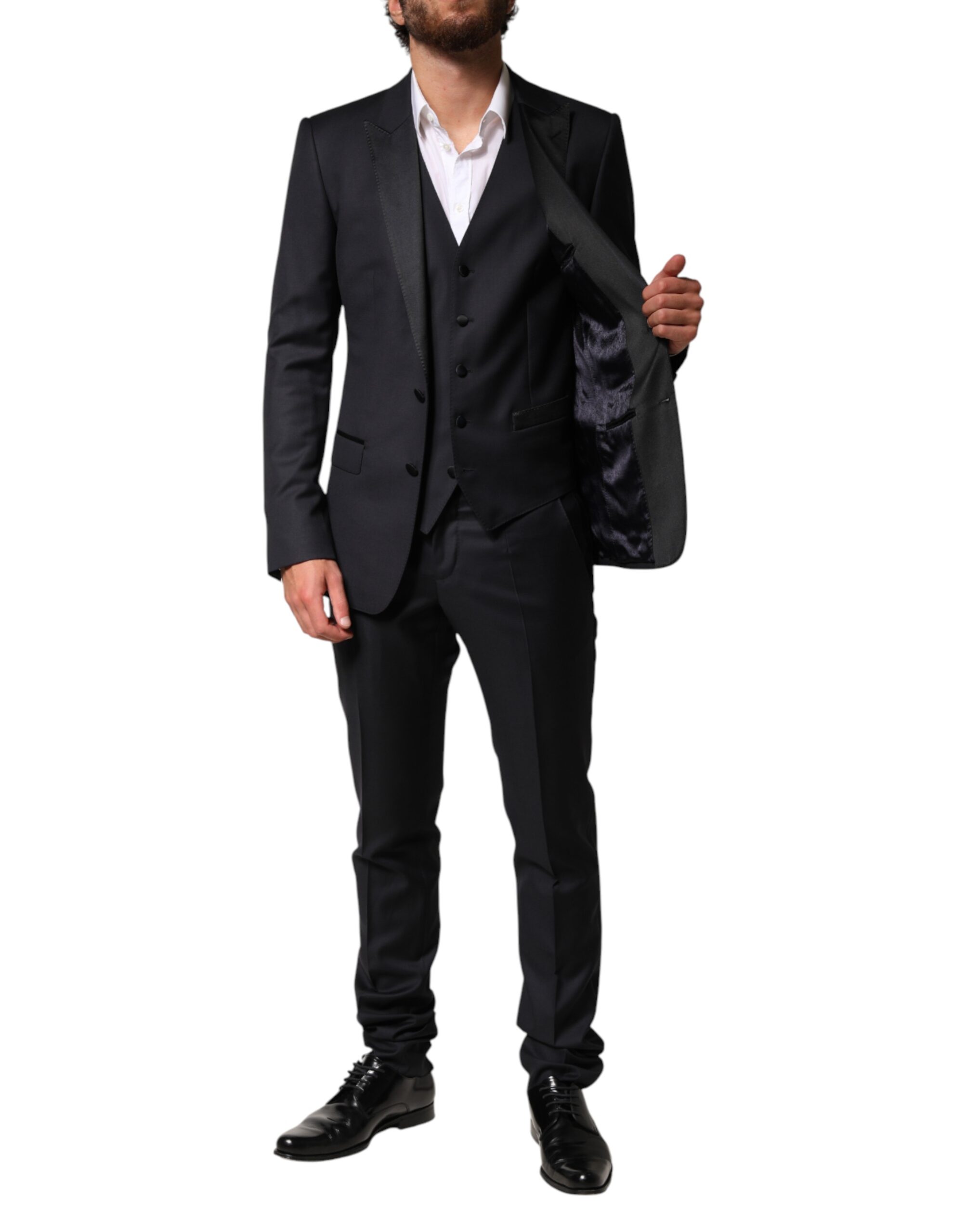 Dolce & Gabbana Blue Wool Single Breasted 3 Piece Men Suit - Image 7
