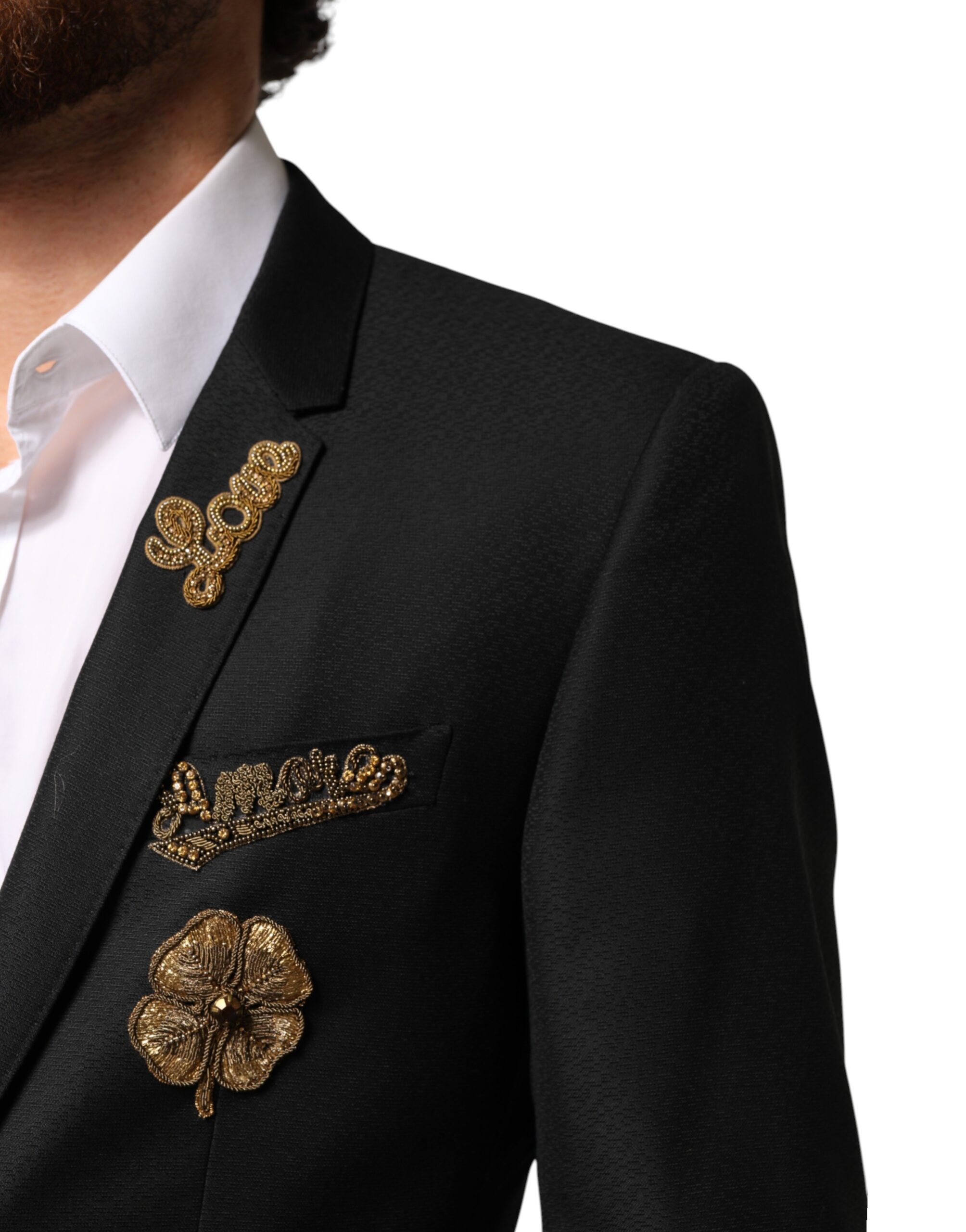 Dolce & Gabbana Black Embellished Single Breasted 2 Pc Suit - Image 5