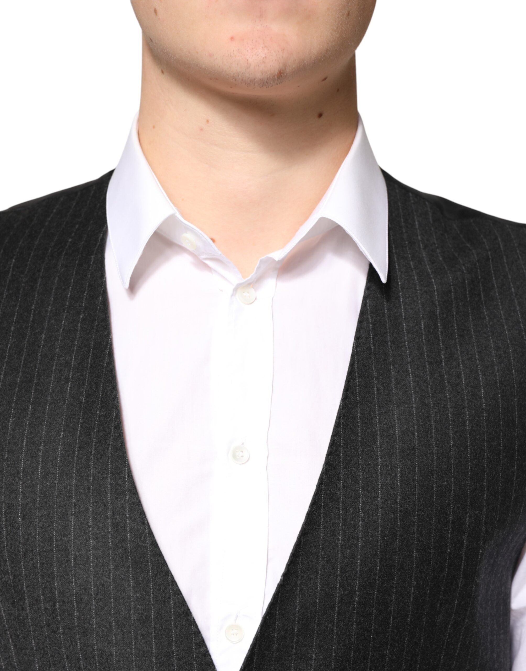 Dolce & Gabbana Black Stripes Wool Dress Men Waistcoat Vest - Image 5